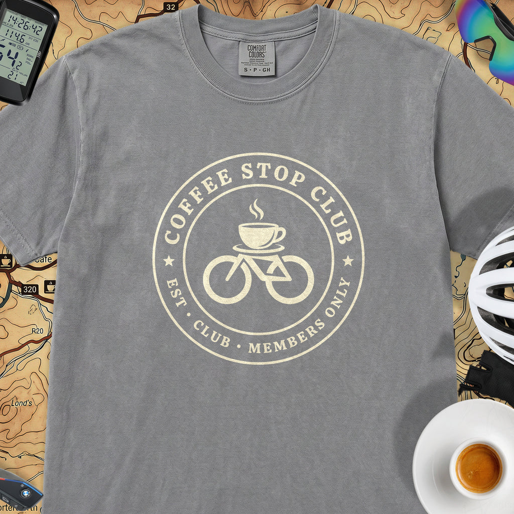 Coffee Stop Club Bike T-Shirt — Granite