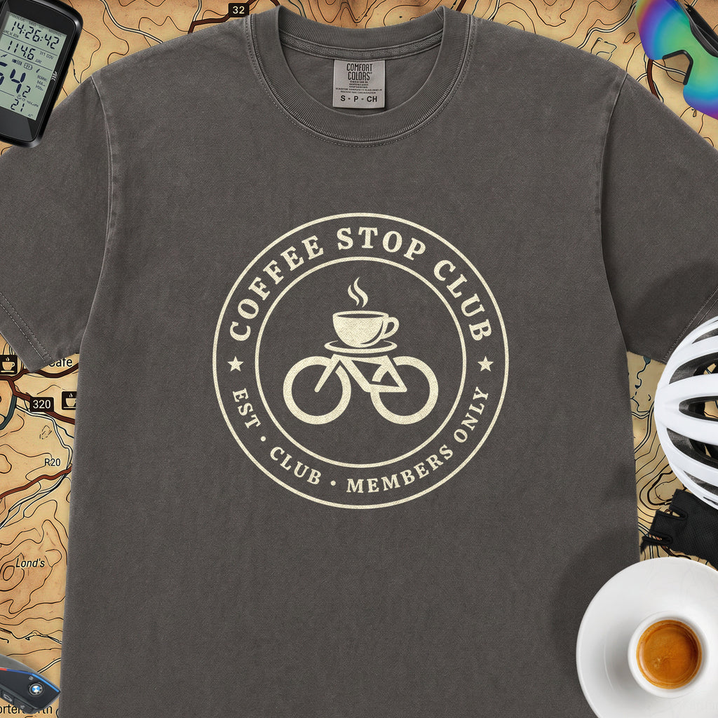 Coffee Stop Club Bike T-Shirt — Graphite