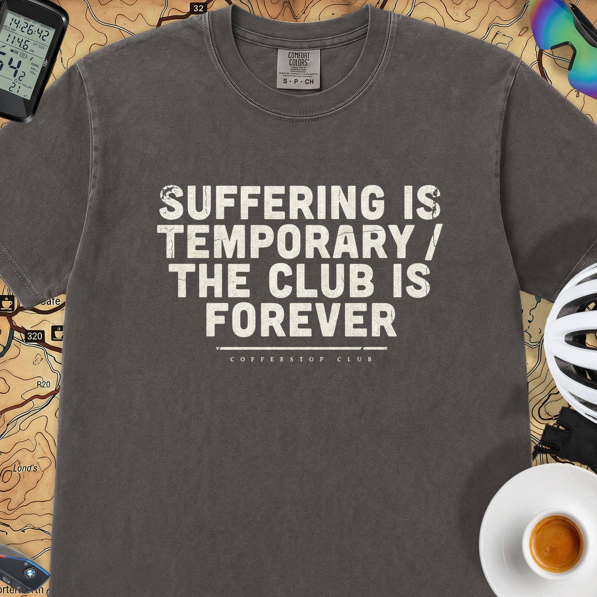 Suffering is Temporary Cycling T‑Shirt — Graphite