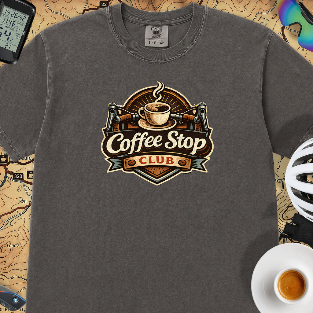 Vintage Coffee Stop Club T‑Shirt — Graphite