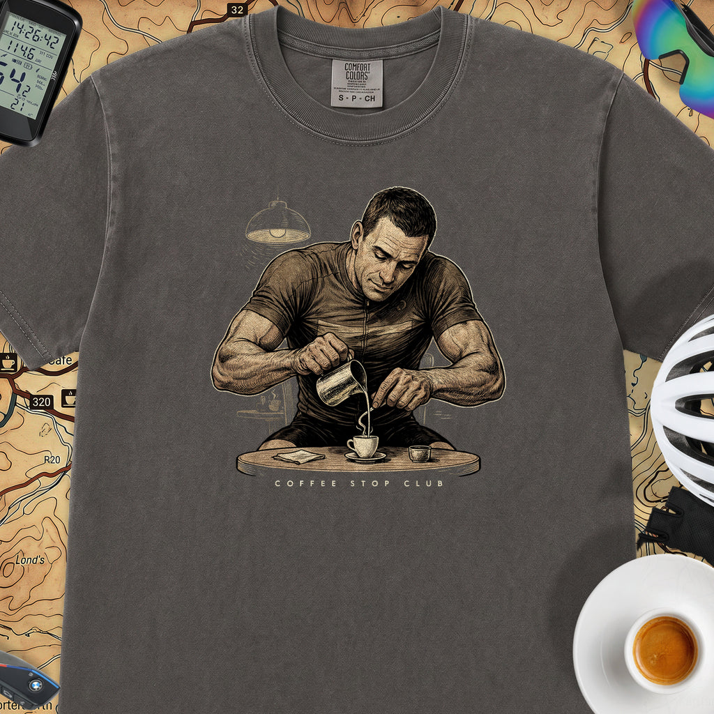 Espresso Stop Cycling T-Shirt — Graphite