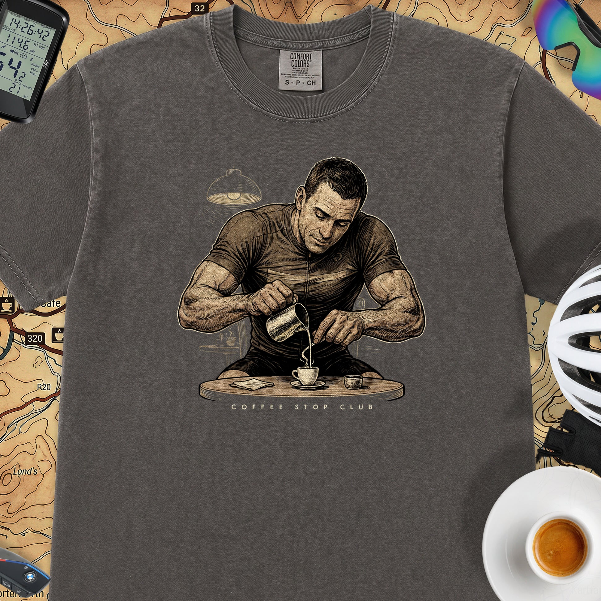 Espresso Stop Cycling T-Shirt — Graphite