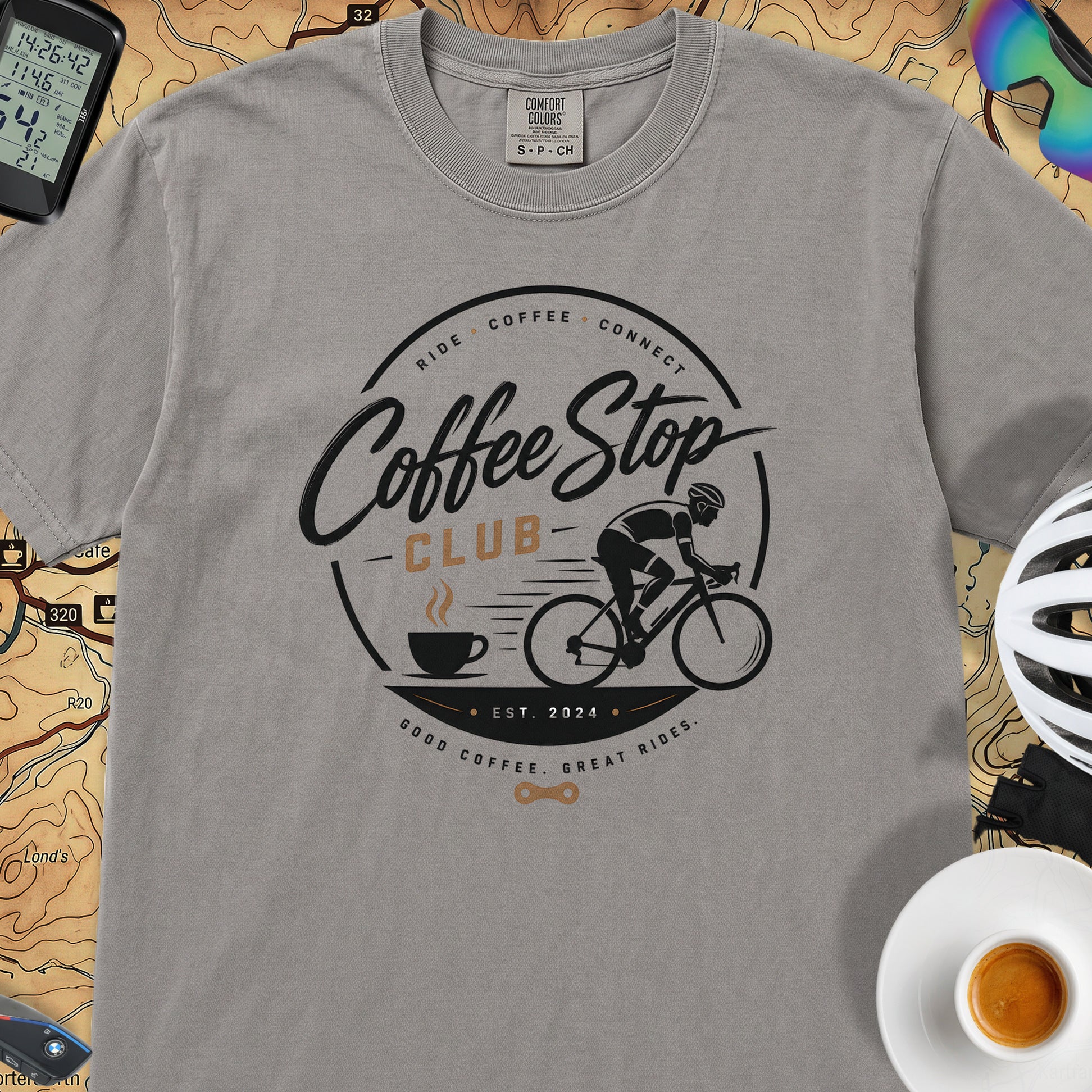 Good Coffee Stop Club T‑Shirt — Grey