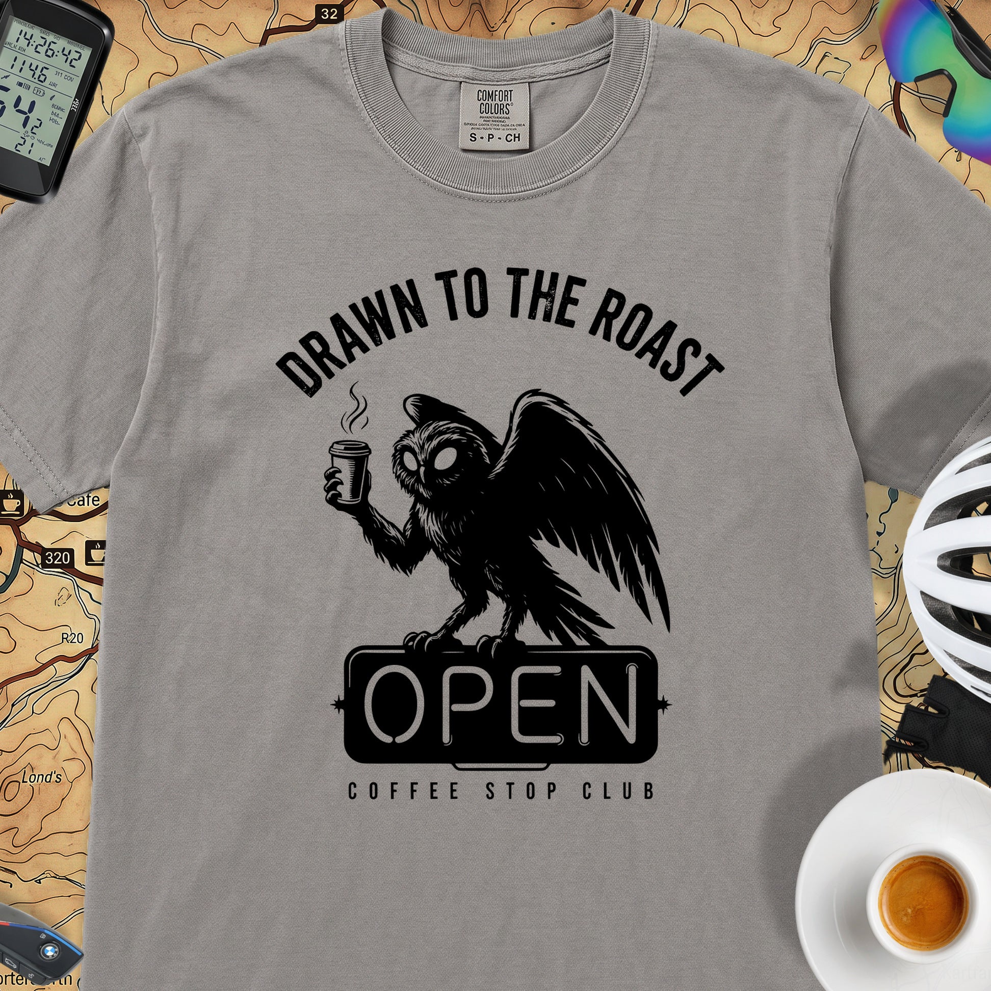 Drawn to the Roast Cycling T-Shirt — Grey