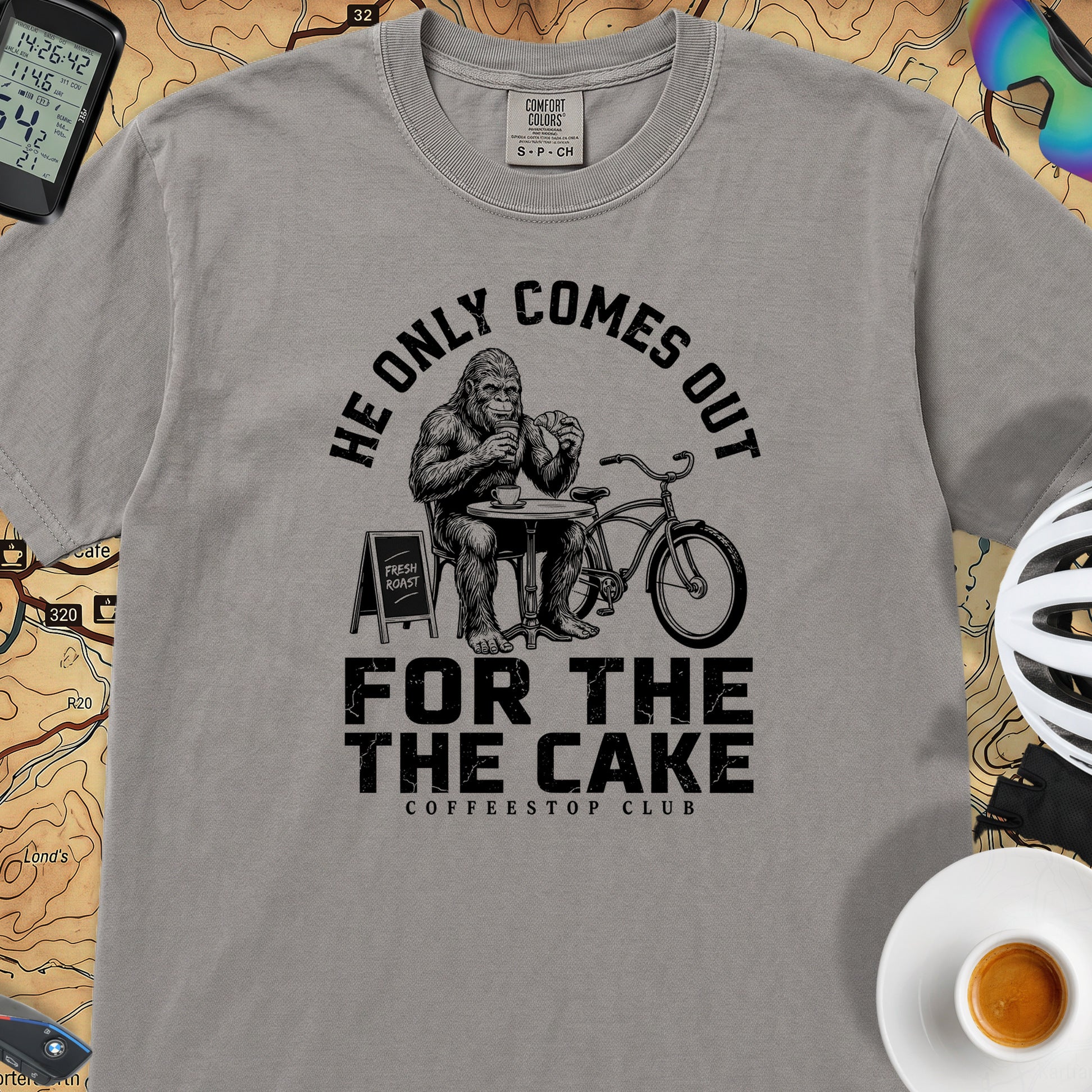 Only For The Cake Cyclist T-Shirt — Grey