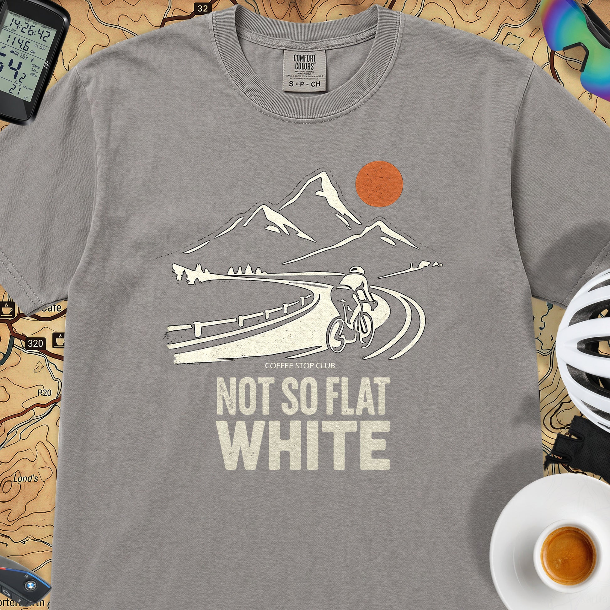 Not So Flat White Retro T-Shirt — Grey