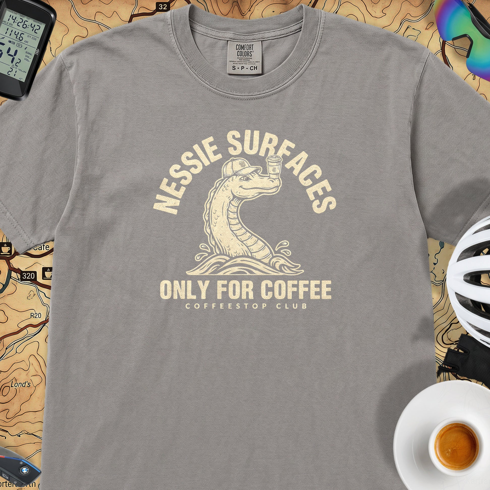 Nessie Surfaces Cycling T-Shirt — Grey