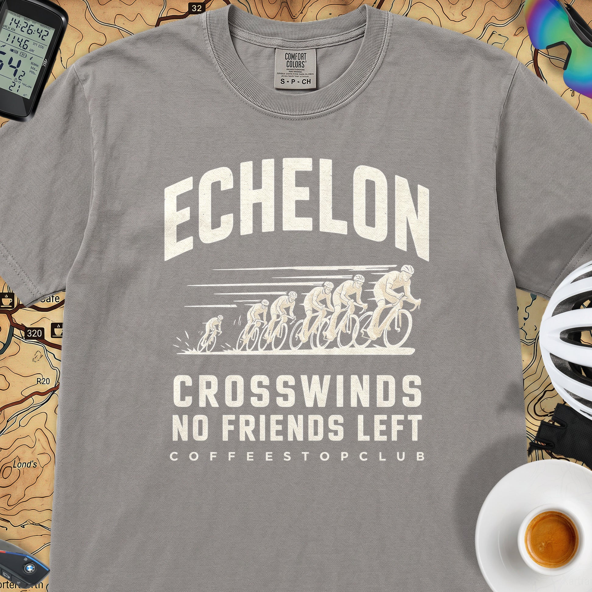 Crosswinds & No Friends Cycling T-Shirt — Grey