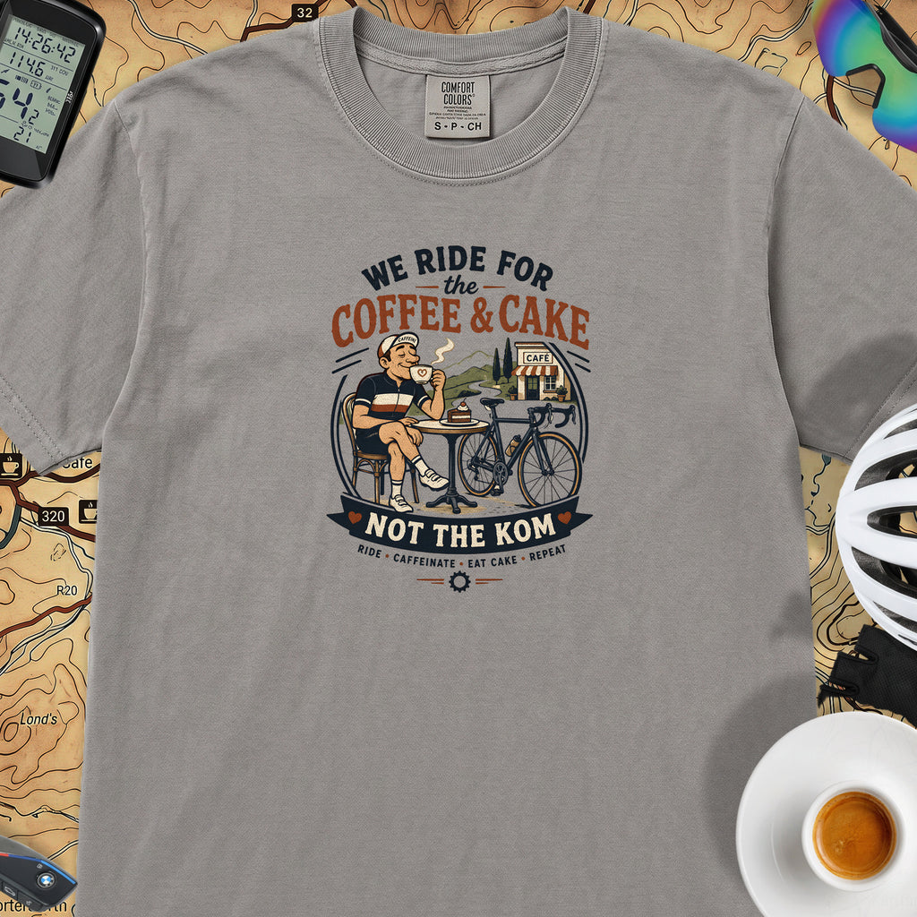 Ride For Coffee  and Cake T-Shirt — Grey