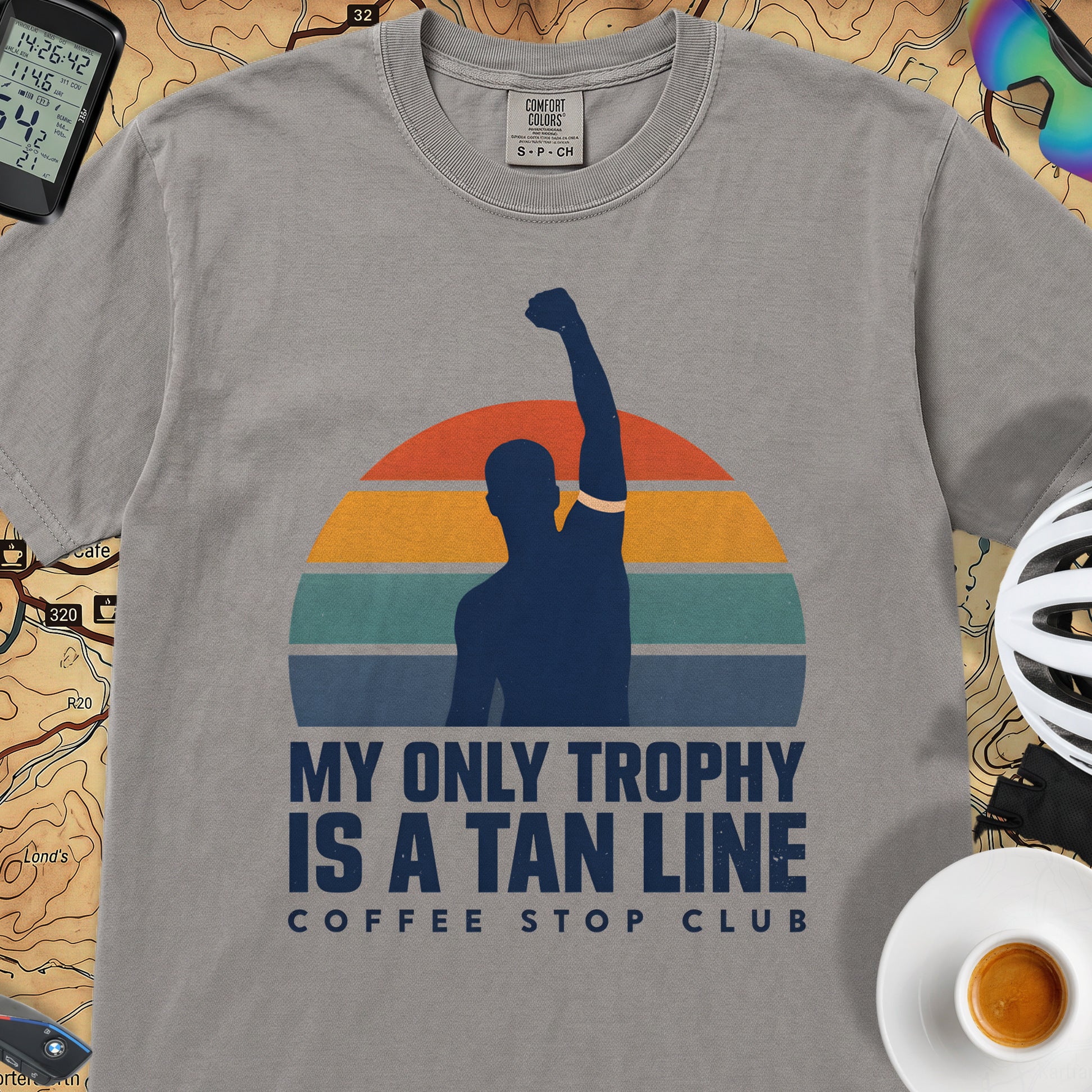 Tan Line Trophy Cycling T-Shirt — Grey