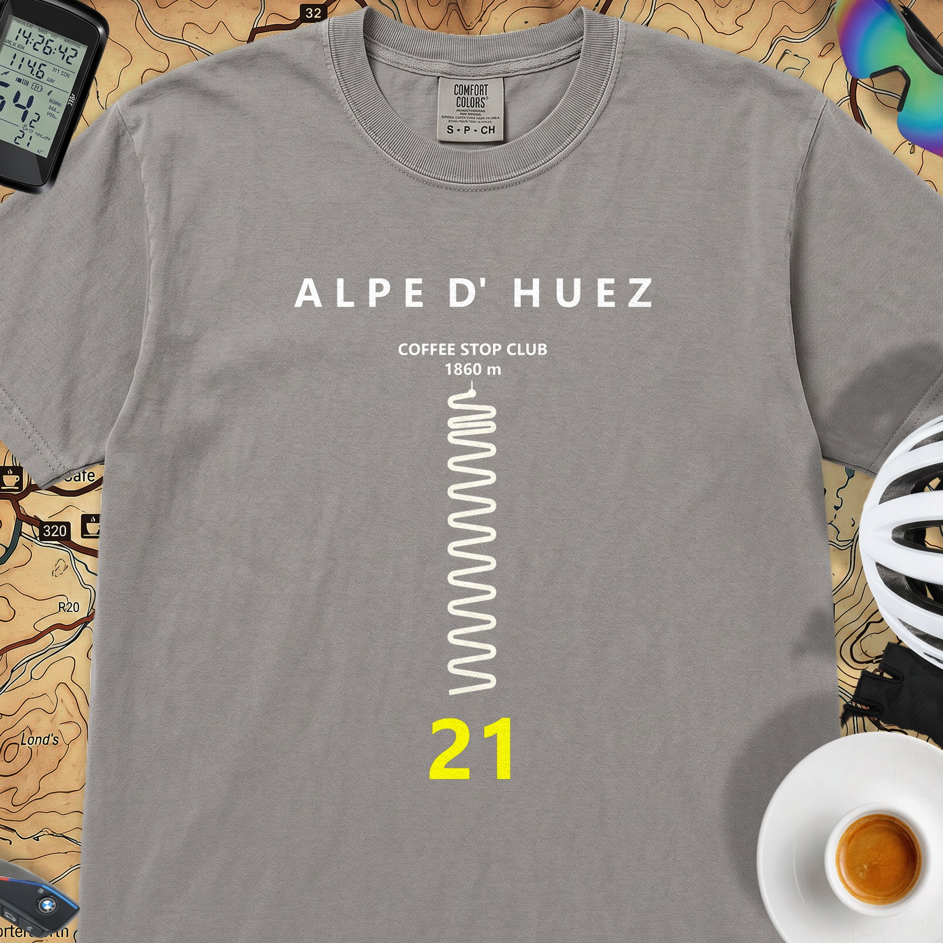 Alpe d'Huez Hairpin T-Shirt — Grey