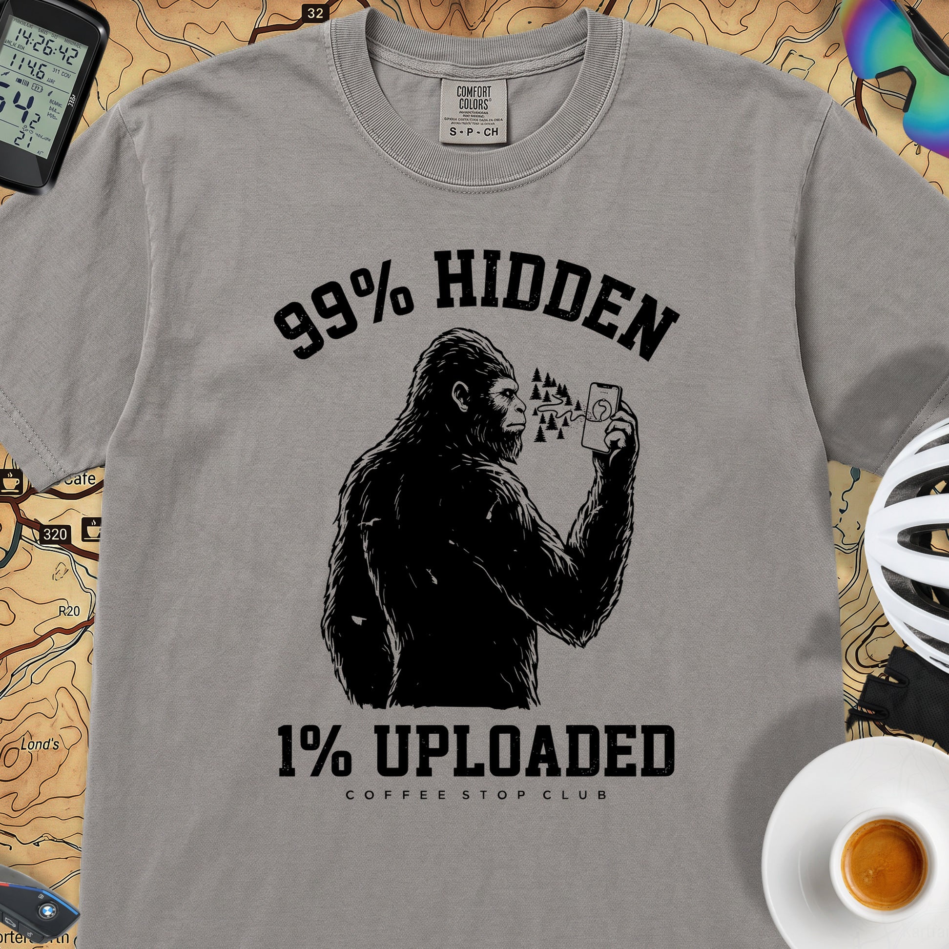 99% Hidden 1% Uploaded Cycling T-Shirt — Grey