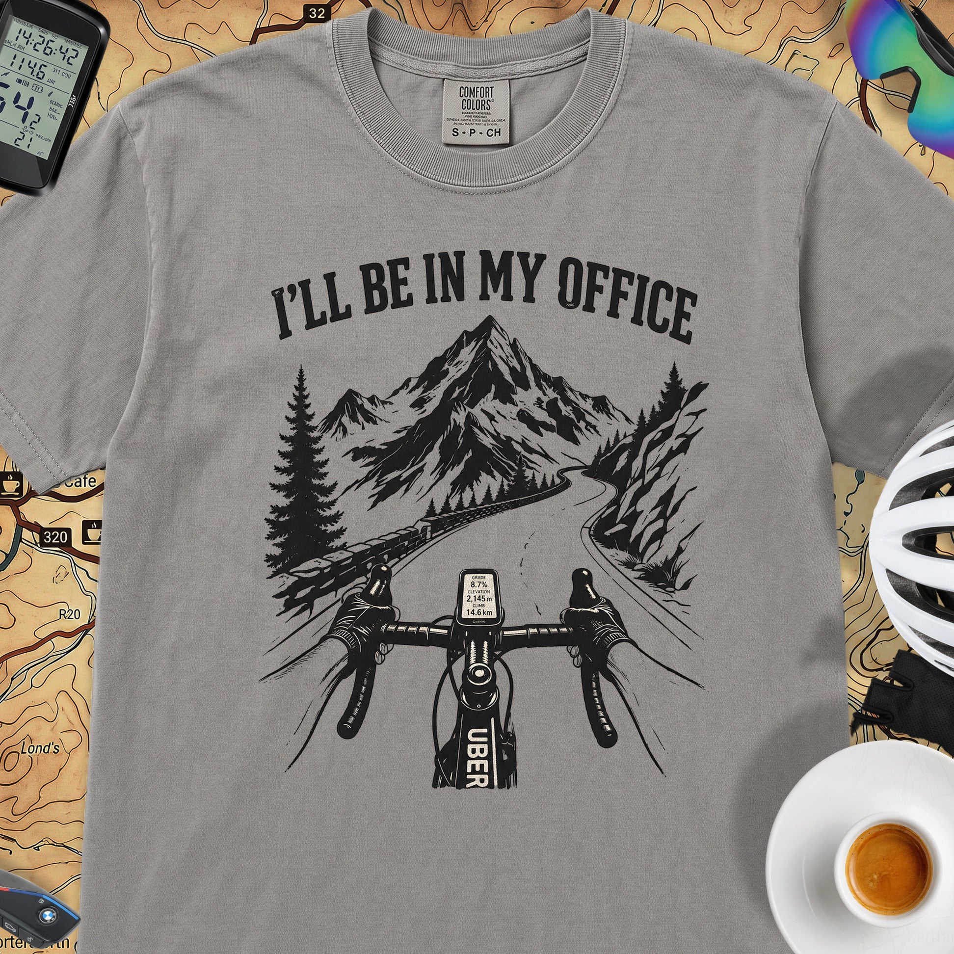 I'll Be In My Office Bike T‑Shirt — Grey