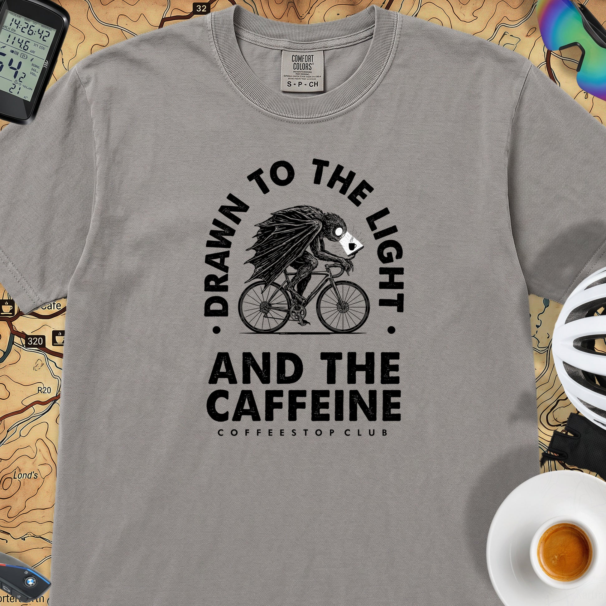 Drawn to the Light Cyclist T-Shirt — Grey