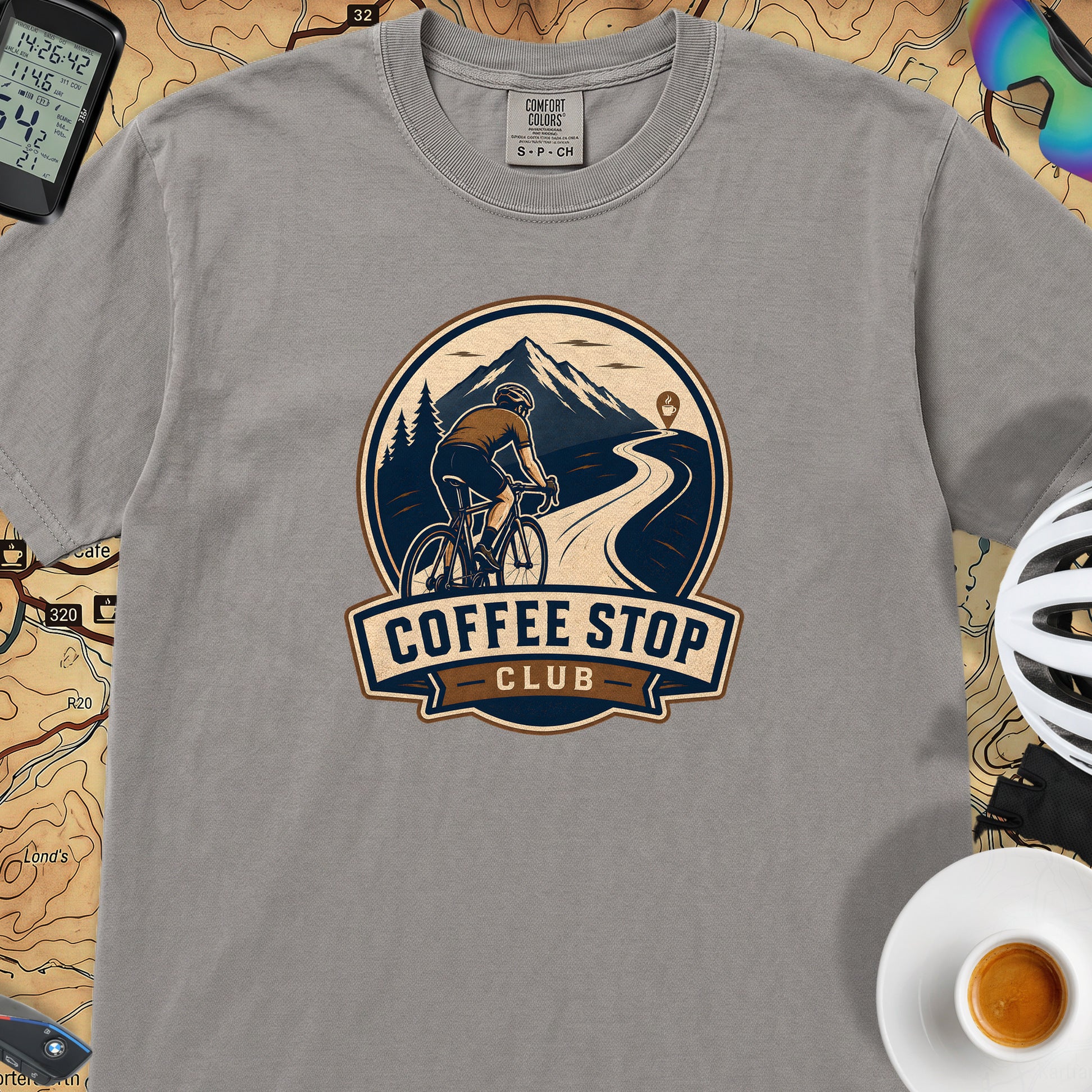 Coffee Stop Club Riders T-Shirt — Grey