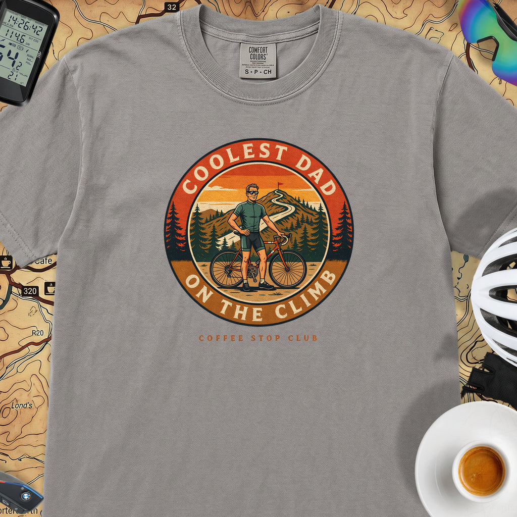 Coolest Dad On The Climb T-Shirt — Grey