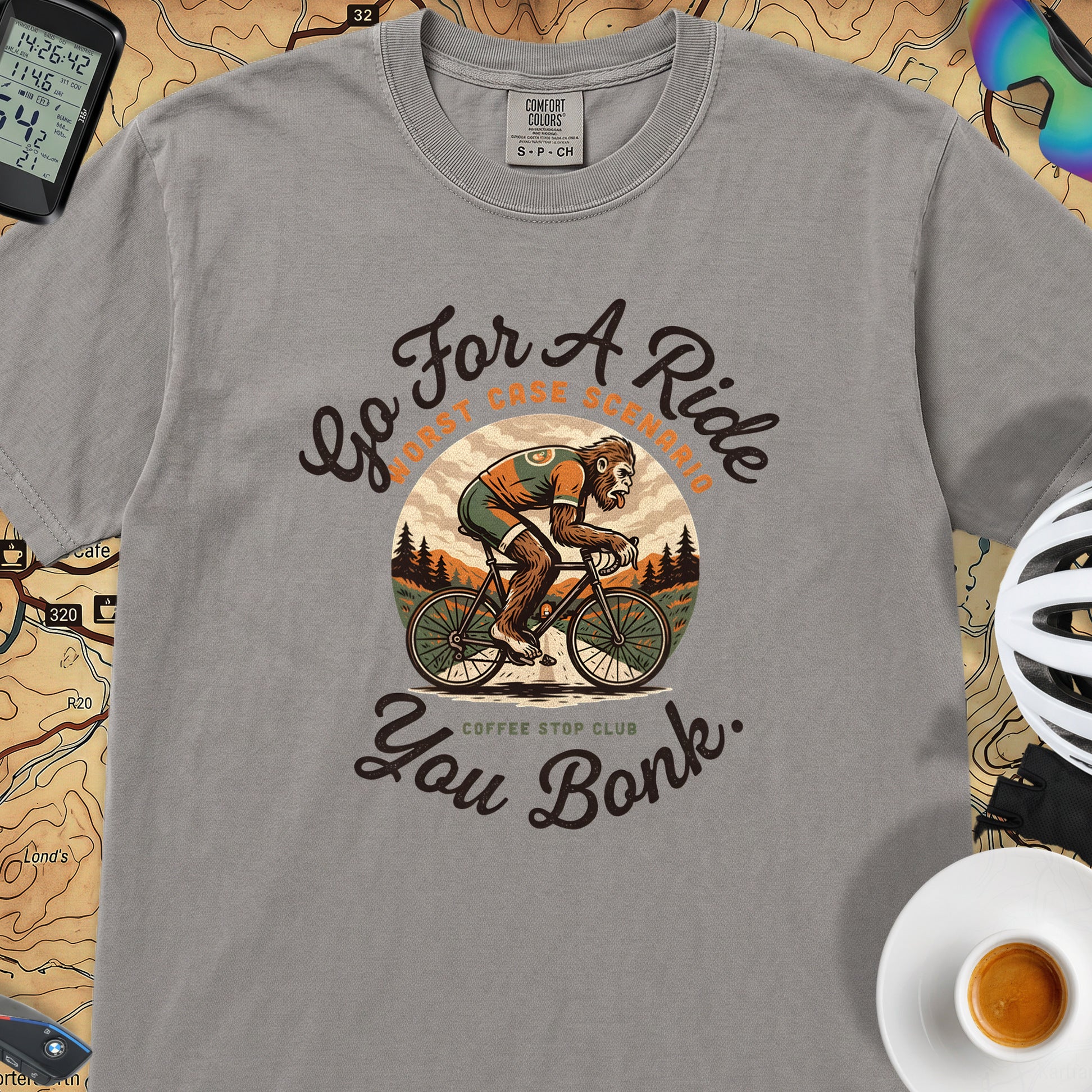 Go For A Ride Biker T‑Shirt — Grey