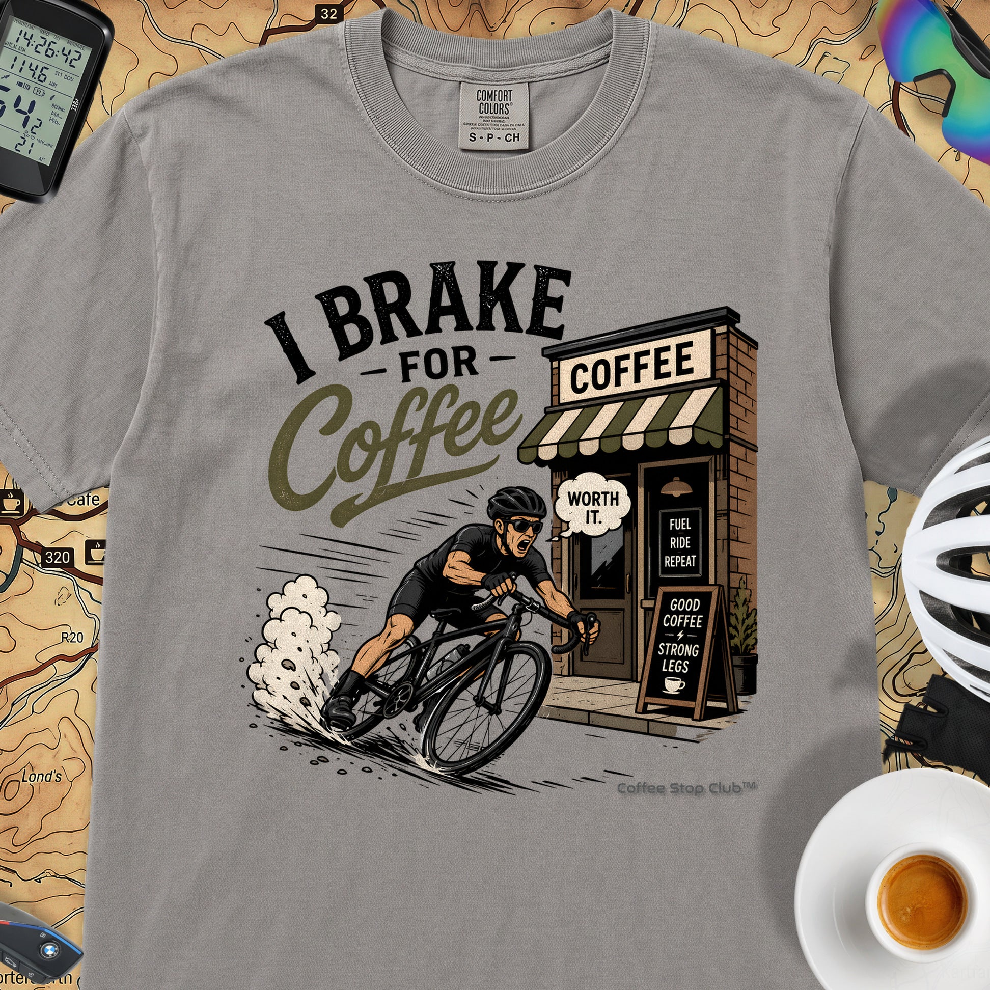 Big Brake For Coffee T-Shirt — Grey