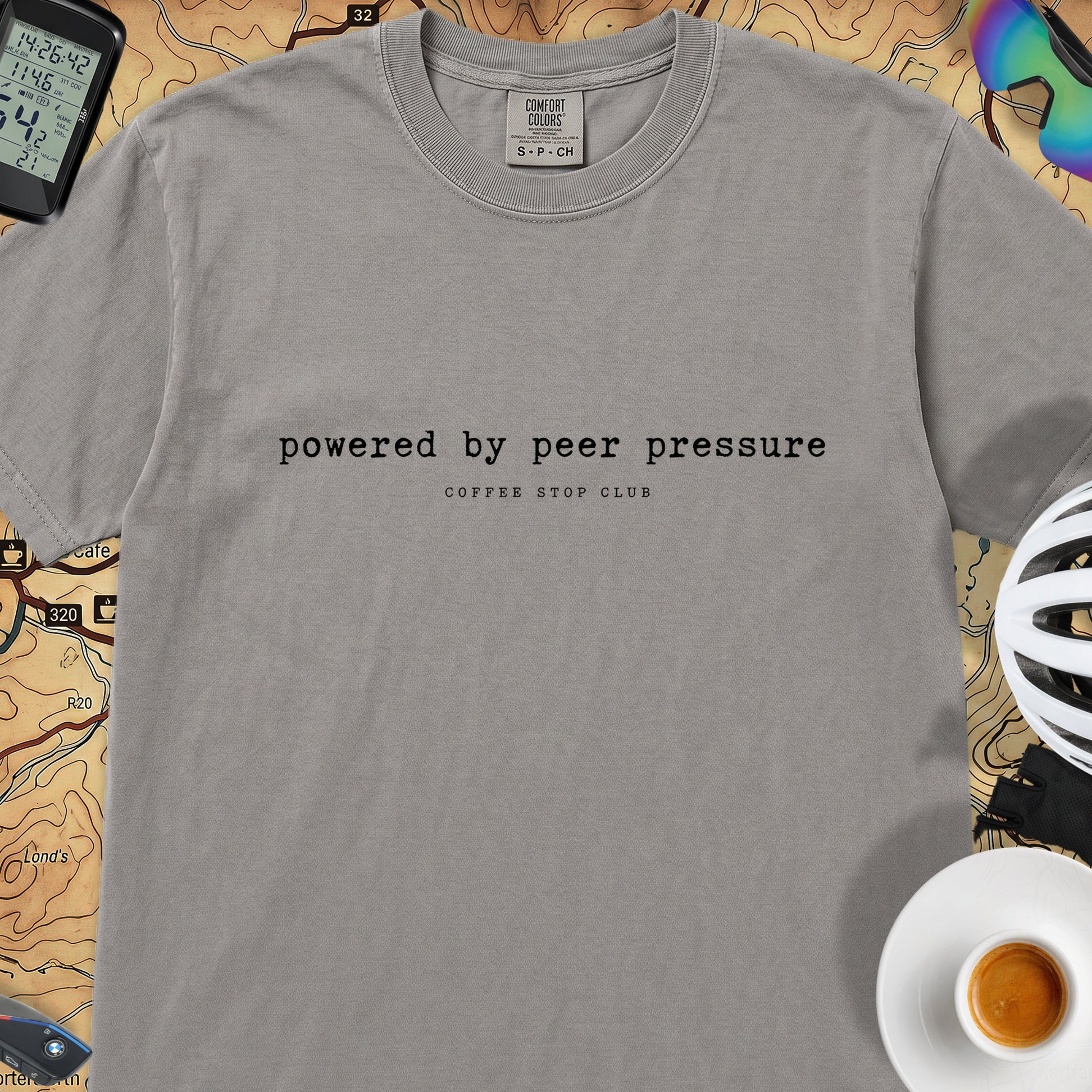 Powered by Peer Pressure Cycling T-Shirt — Grey