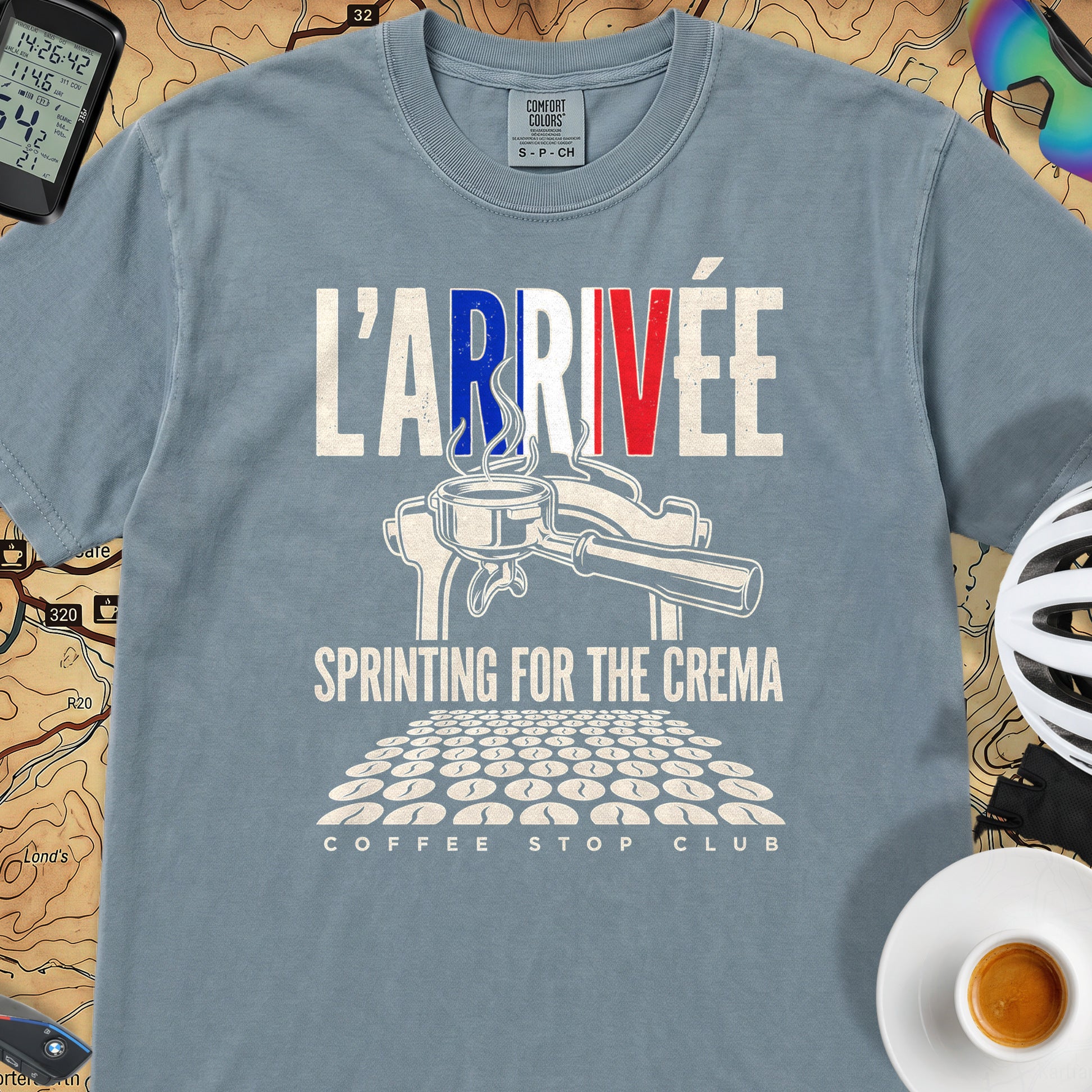 L'Arrivée TdF Cycling T-Shirt — Ice Blue