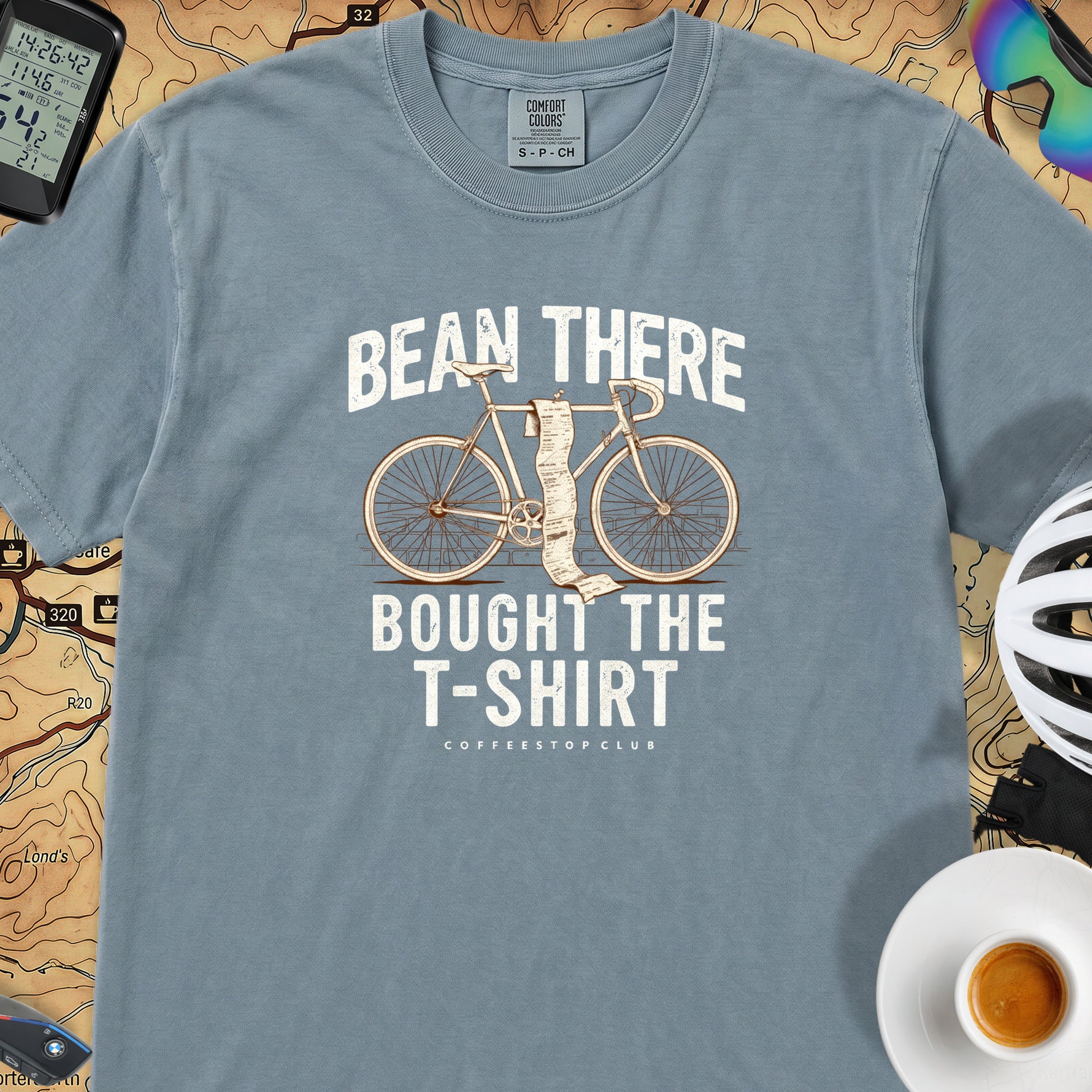 Bean There Cycling T-Shirt — Ice Blue