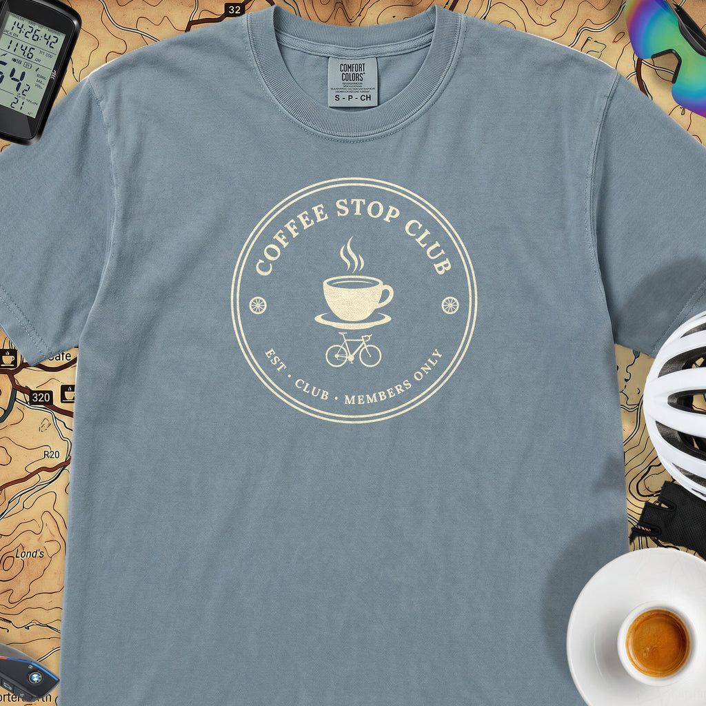 Coffee Stop Club Members Only T-Shirt — Ice Blue