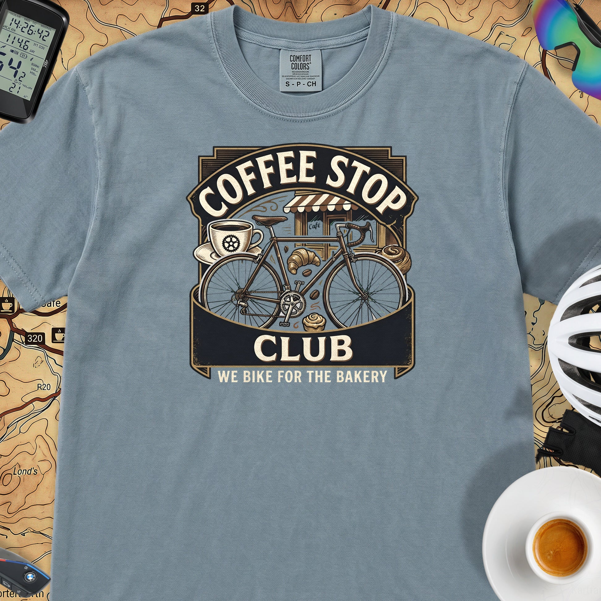 We Ride for the Bakery T-Shirt — Ice Blue