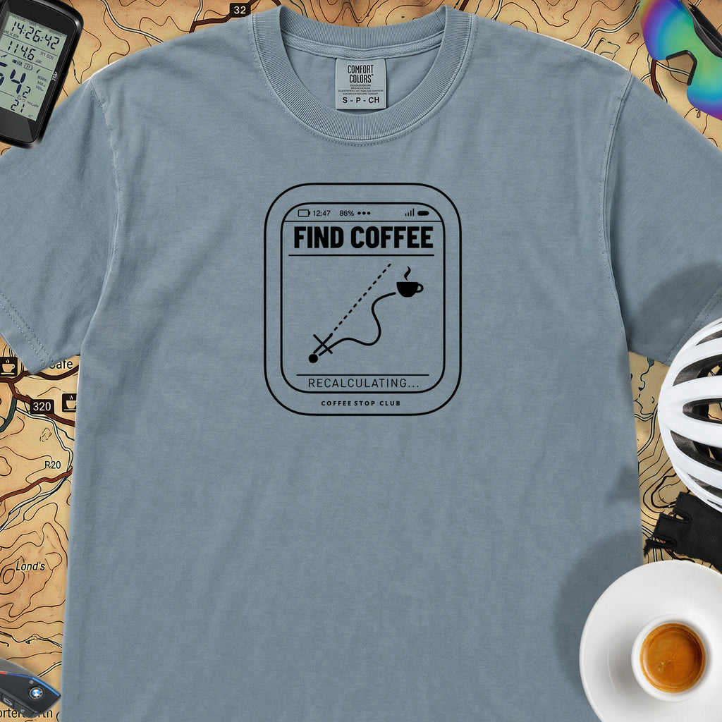 Recalculating For Coffee T-Shirt — Ice Blue