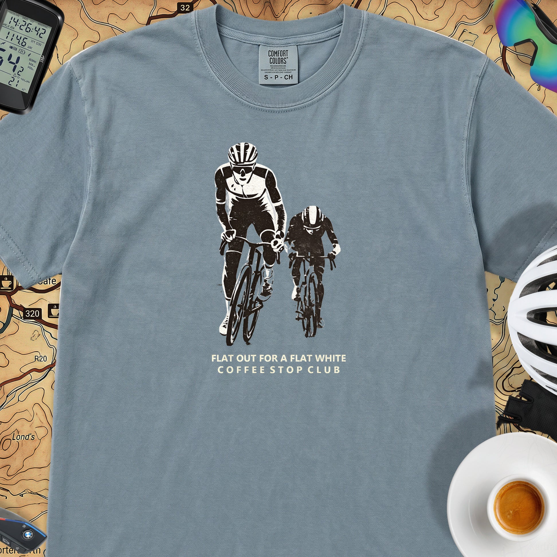 Flat Out 4 Flat White T-Shirt — Ice Blue