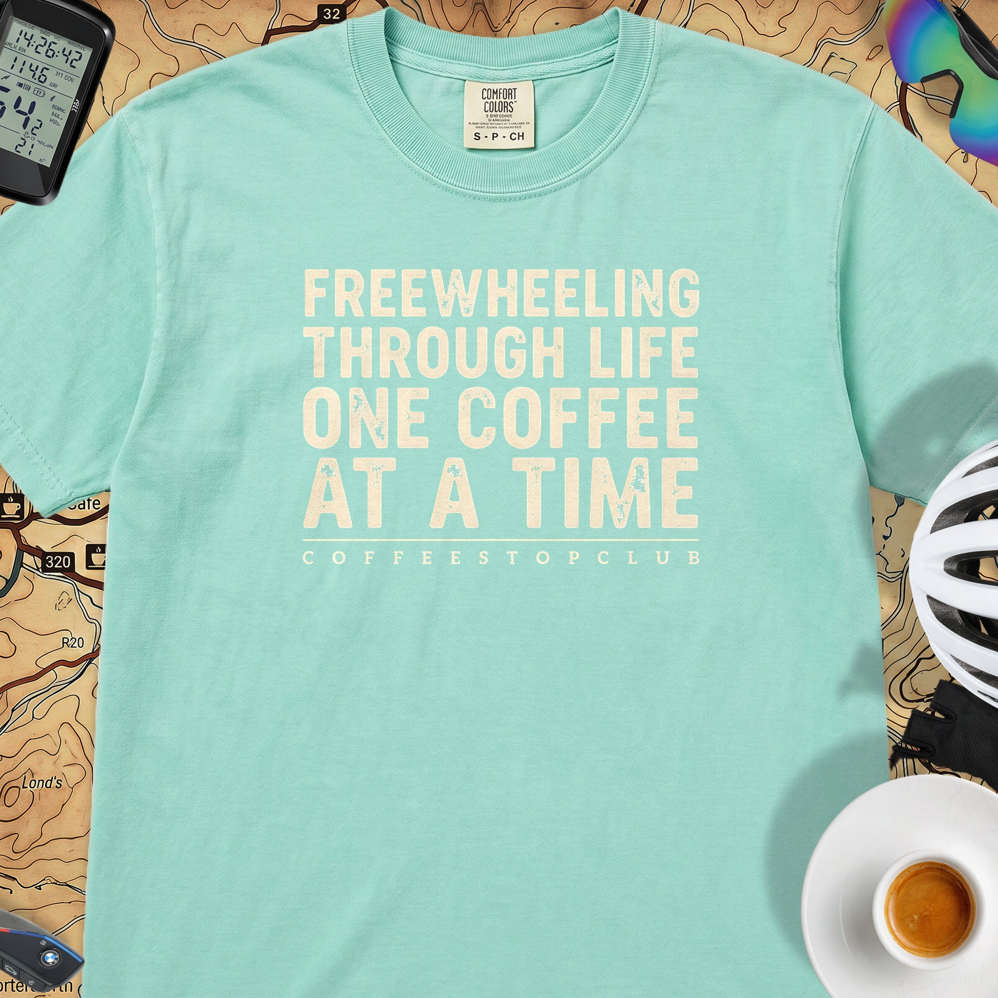 Freewheeling Life T‑Shirt — Island Green