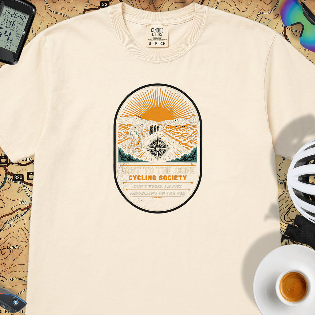 Last to the Café Cyclist T-Shirt — Ivory