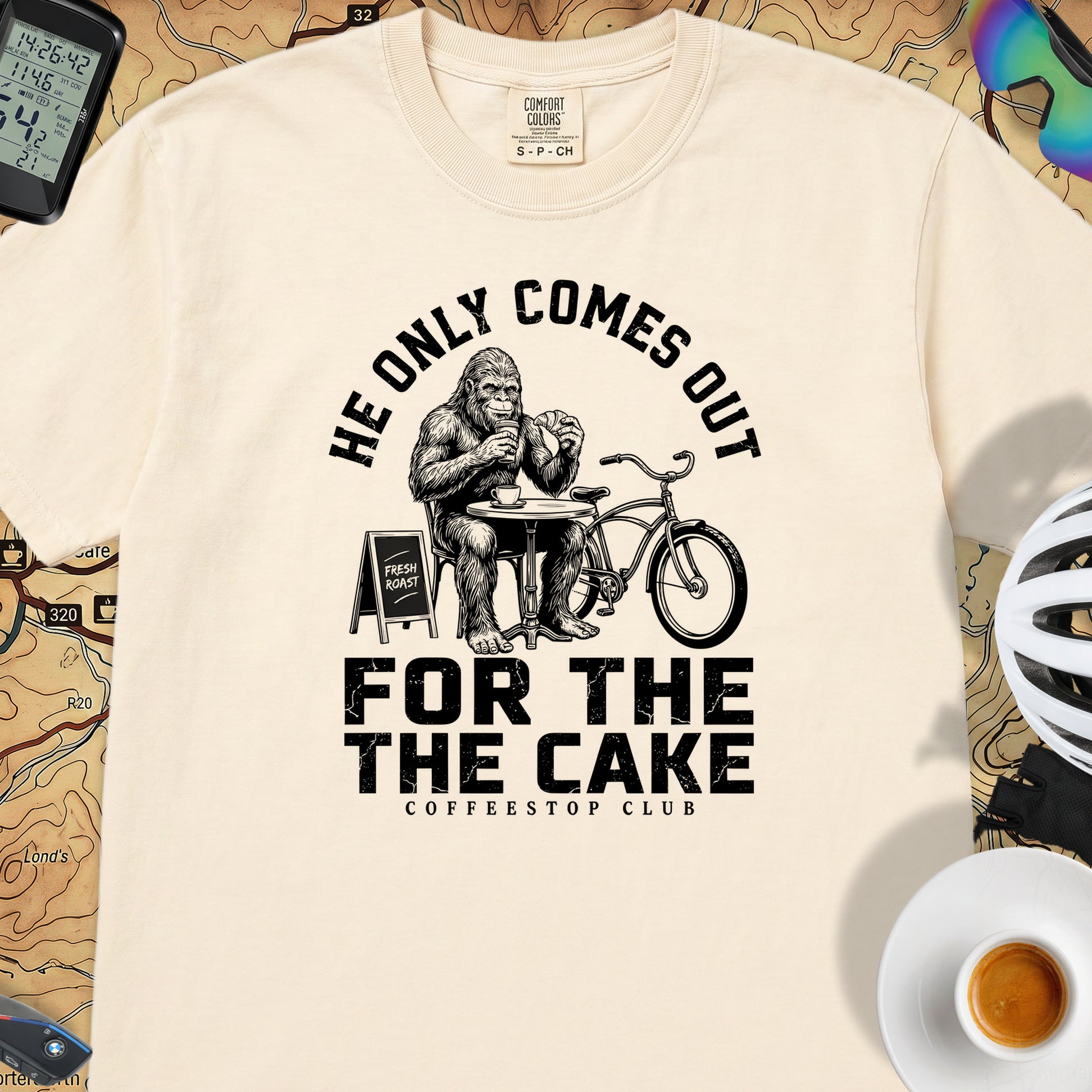Only For The Cake Cyclist T-Shirt — Ivory