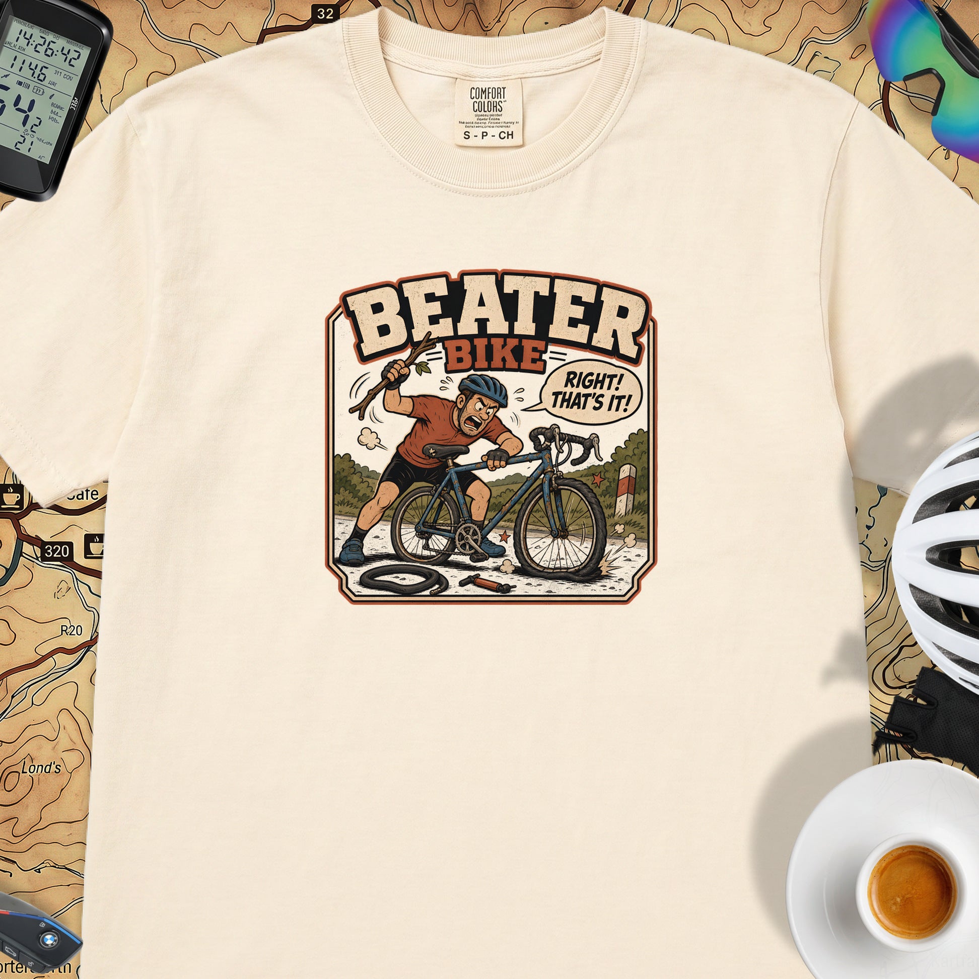 Beater Bike Comic T‑Shirt — Ivory