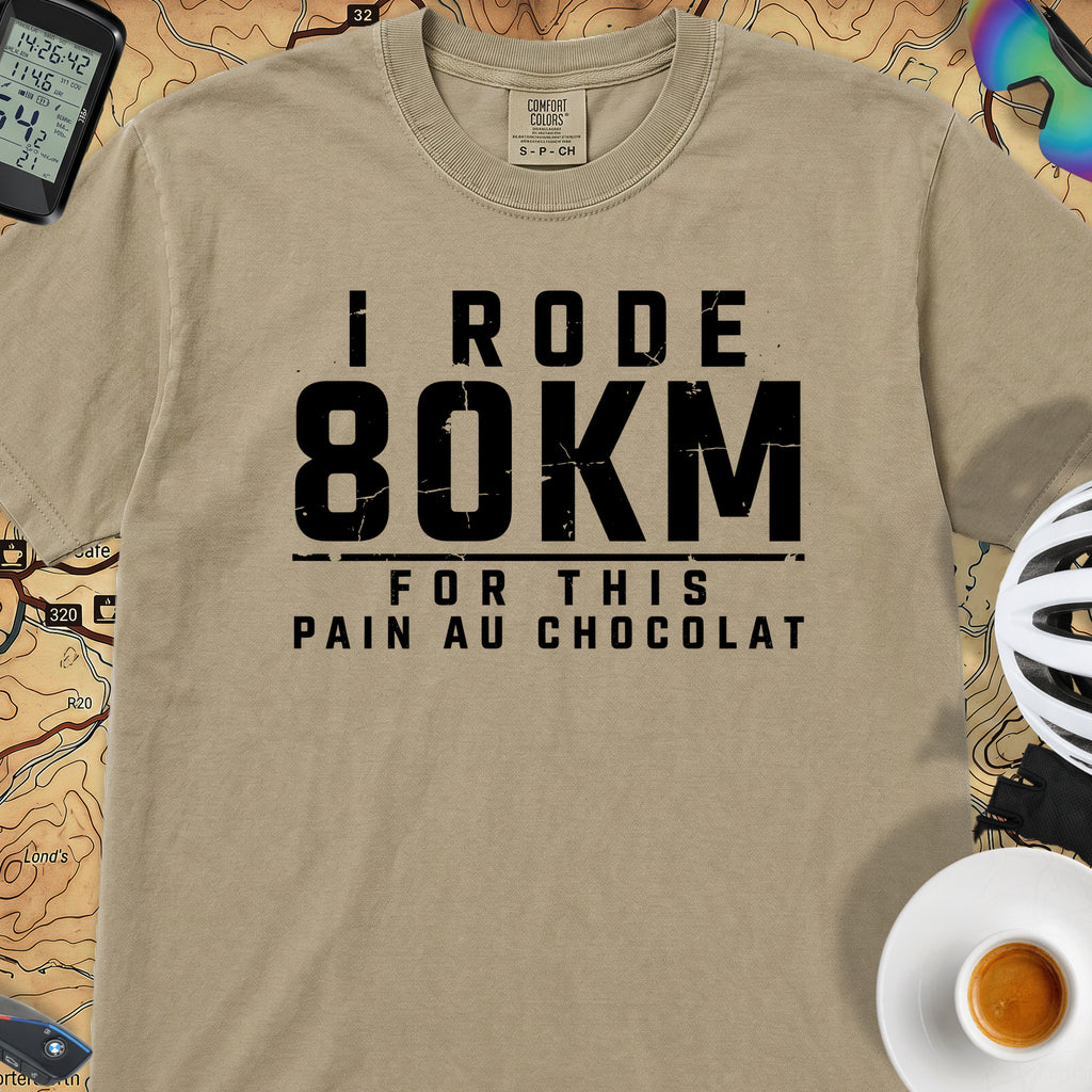 I Rode 800km For a Pain au Chocolat T‑Shirt — Khaki