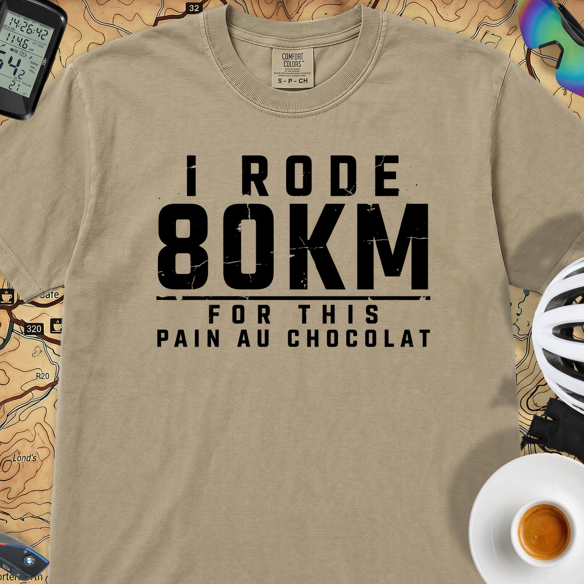 I Rode 800km For a Pain au Chocolat T‑Shirt — Khaki