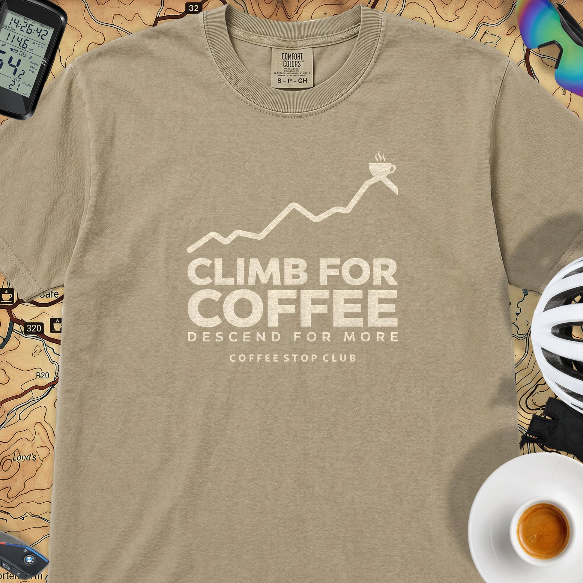 Climb For Coffee T‑Shirt — Khaki