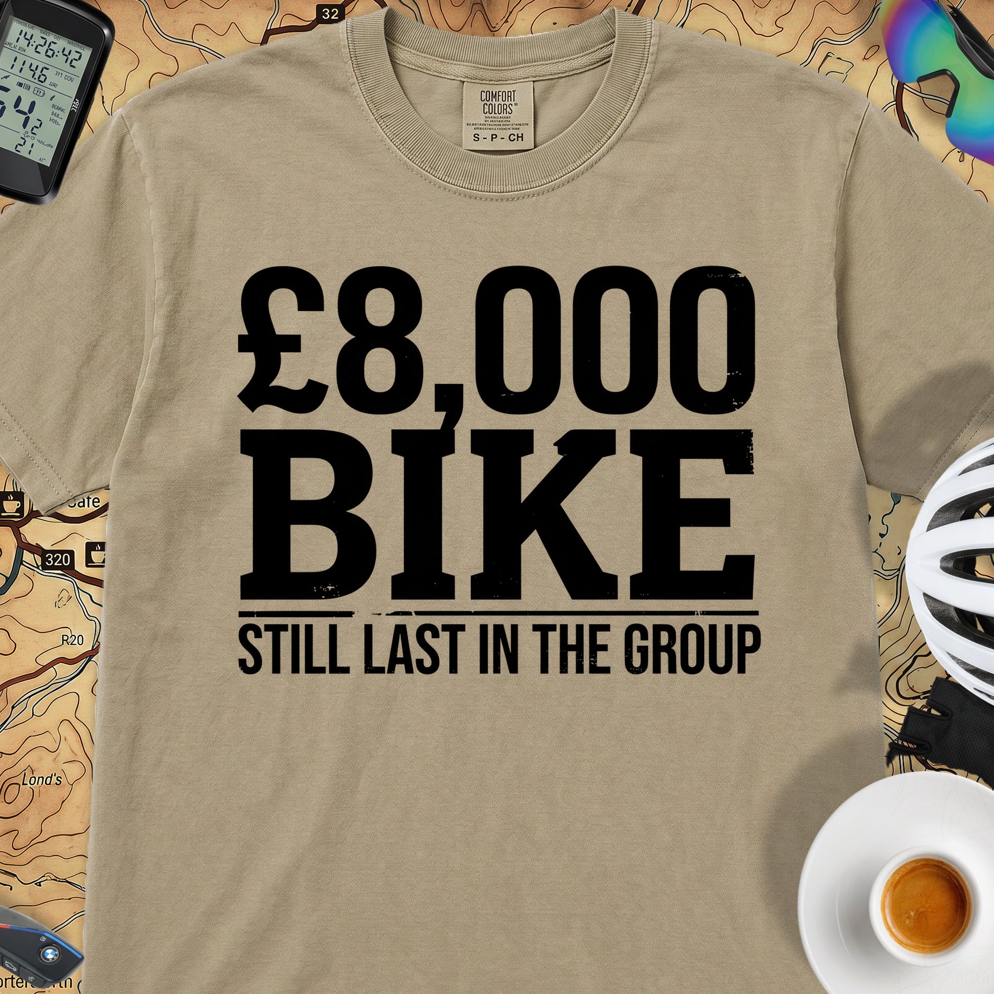 8K Bike Still Last T‑Shirt — Khaki