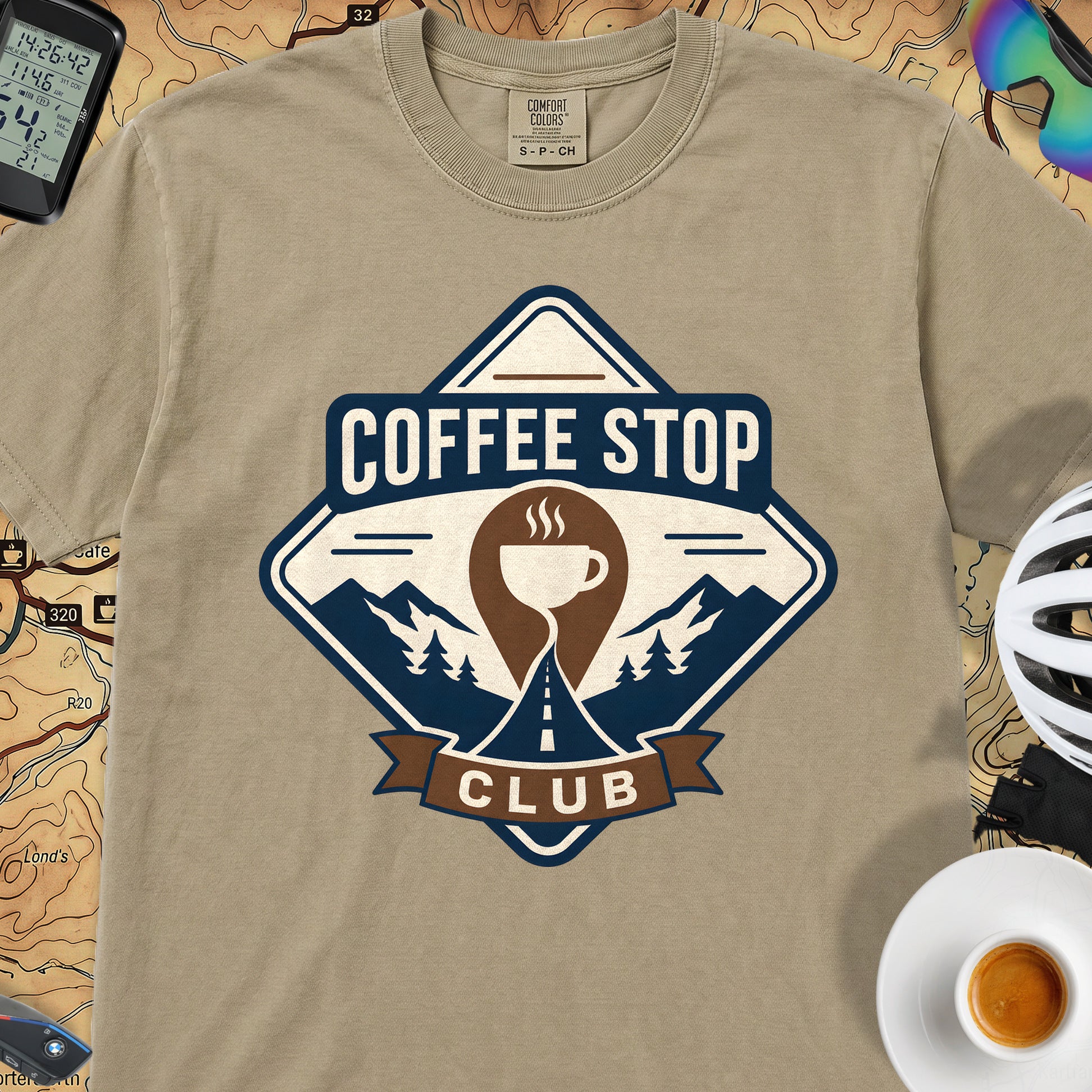The Coffee Stop Club T‑Shirt — Khaki