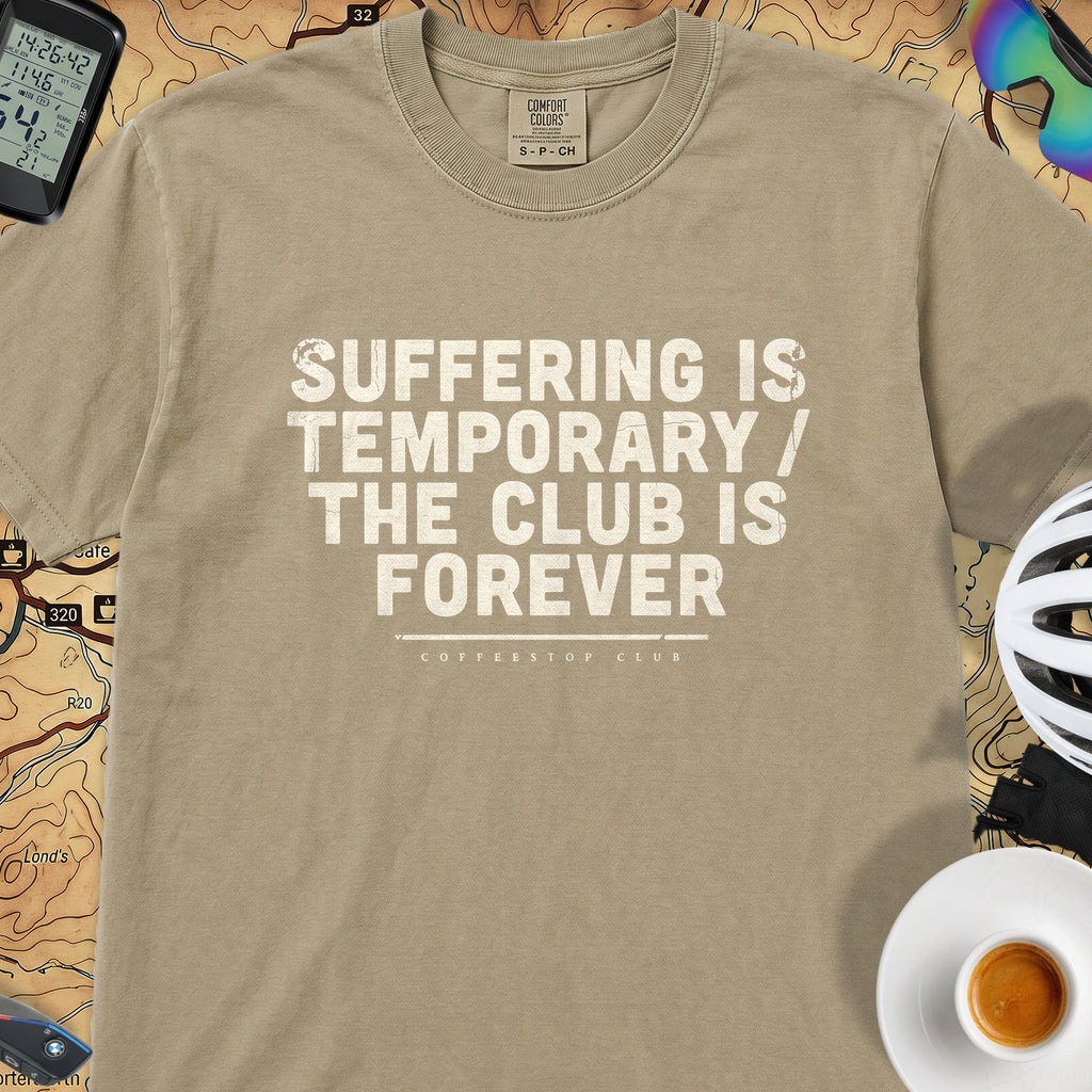 Suffering is Temporary Cycling T‑Shirt — Khaki