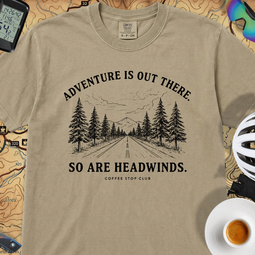 Adventure Is Out There Cycling T-Shirt — Khaki