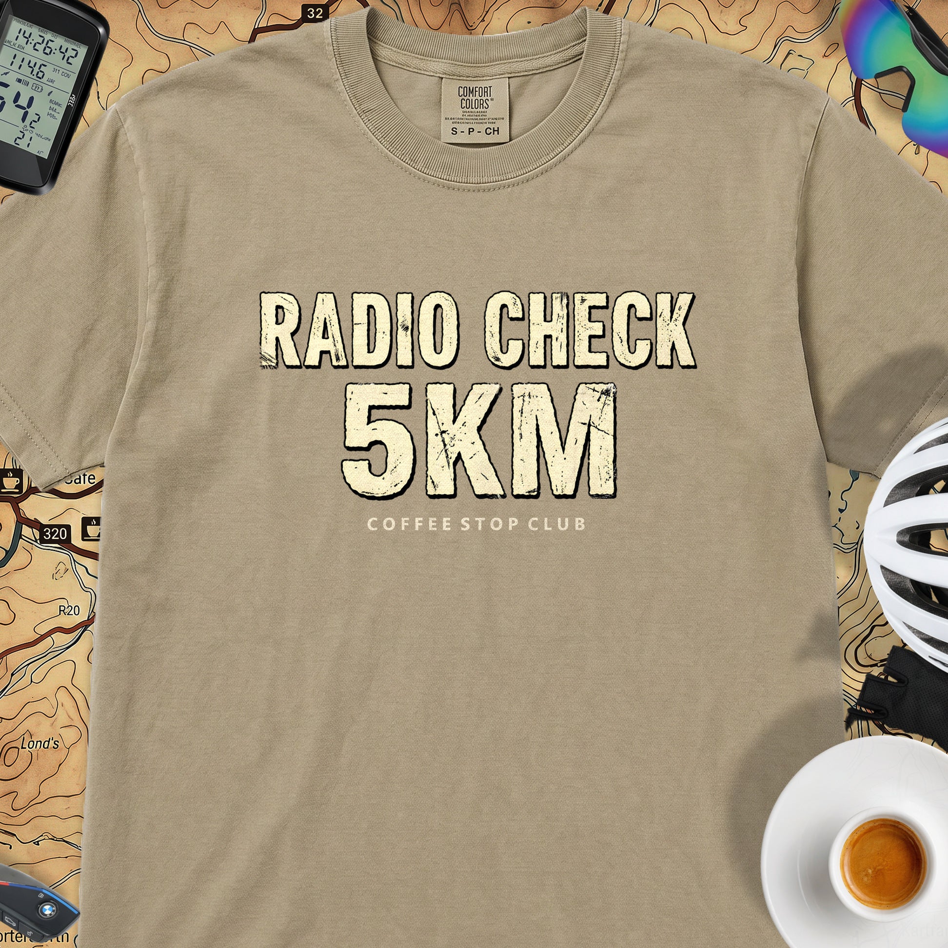 Radio Check 5Km Tour T‑Shirt — Khaki