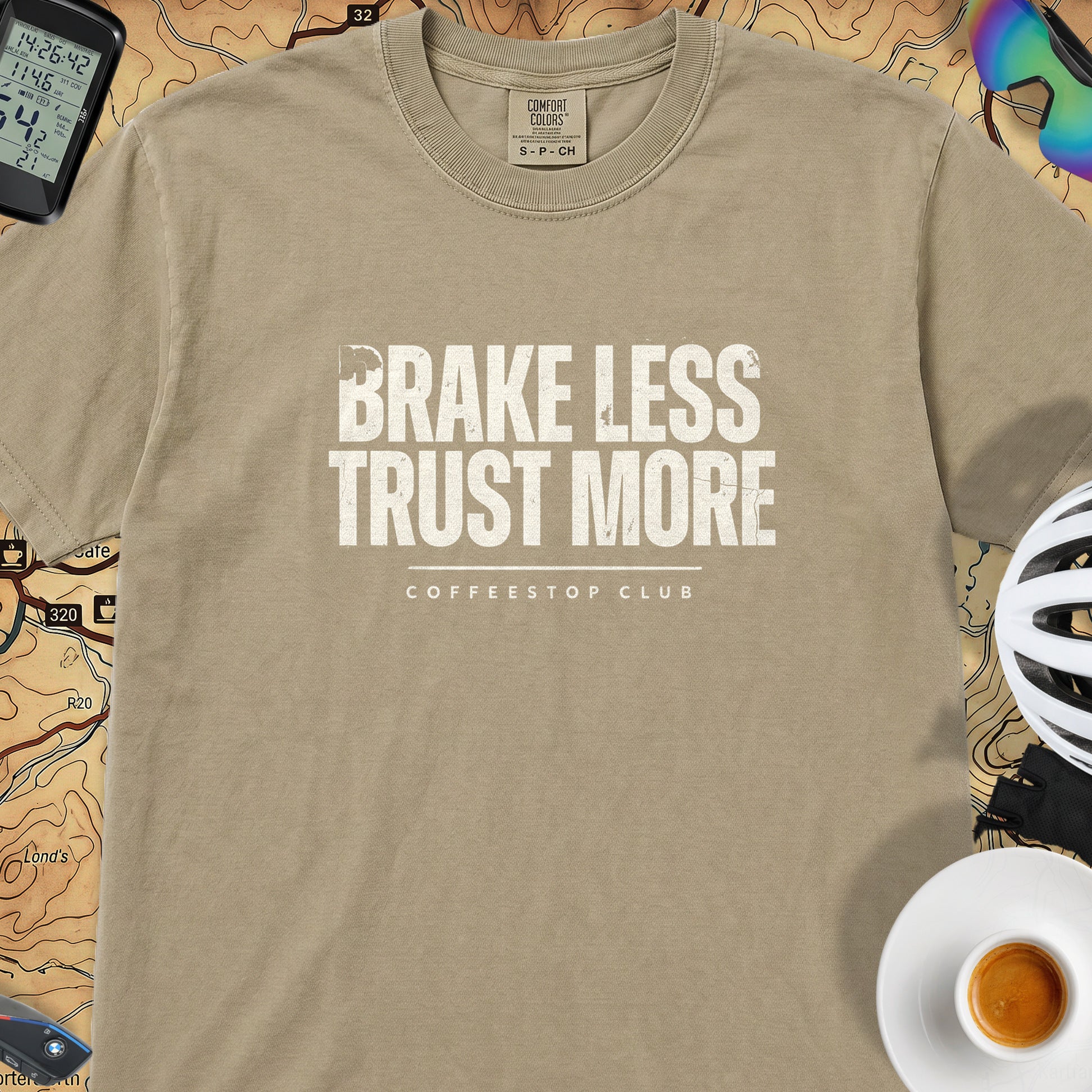 Brake Less Trust More T‑Shirt — Khaki