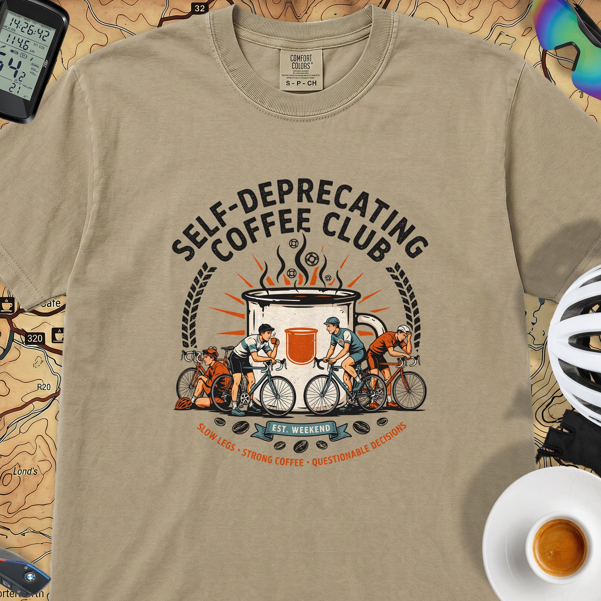 Self-Deprecating Cyclist T-Shirt — Khaki