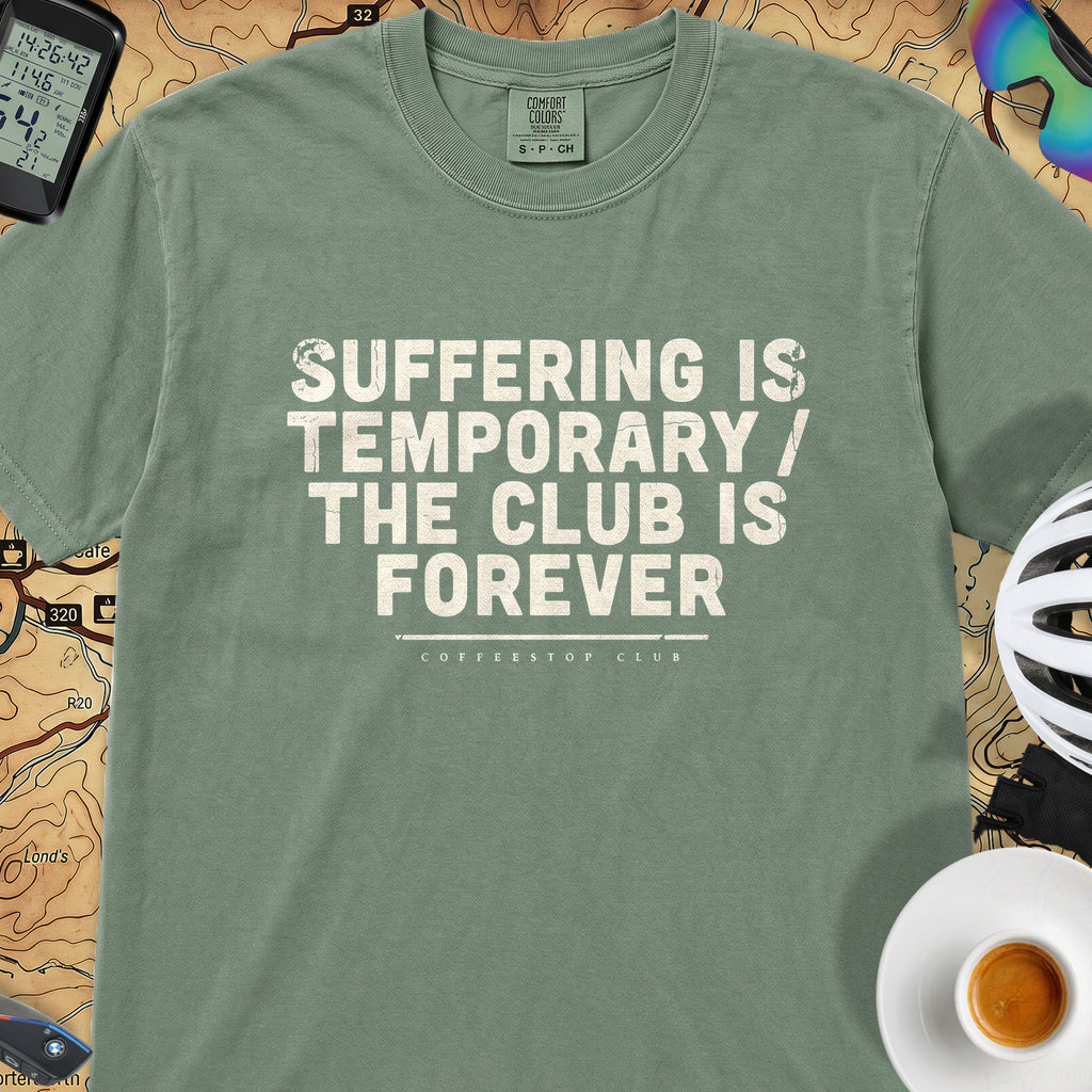 Suffering is Temporary Cycling T‑Shirt — Light Green