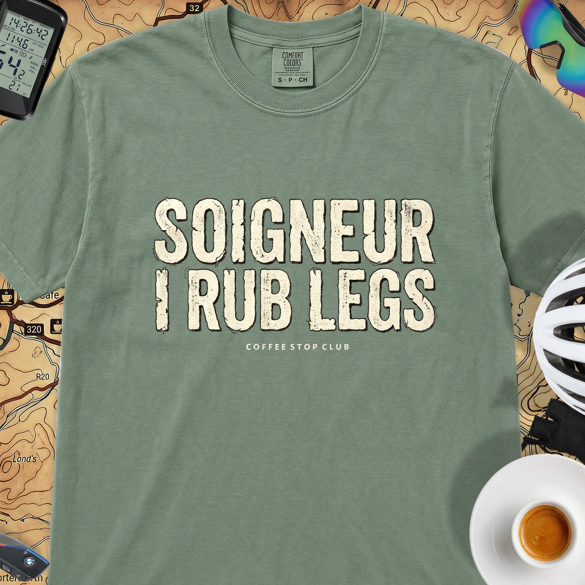 Soigneur Leg Rub Tour T‑Shirt — Light Green