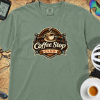 Vintage Coffee Stop Club T‑Shirt — Light Green