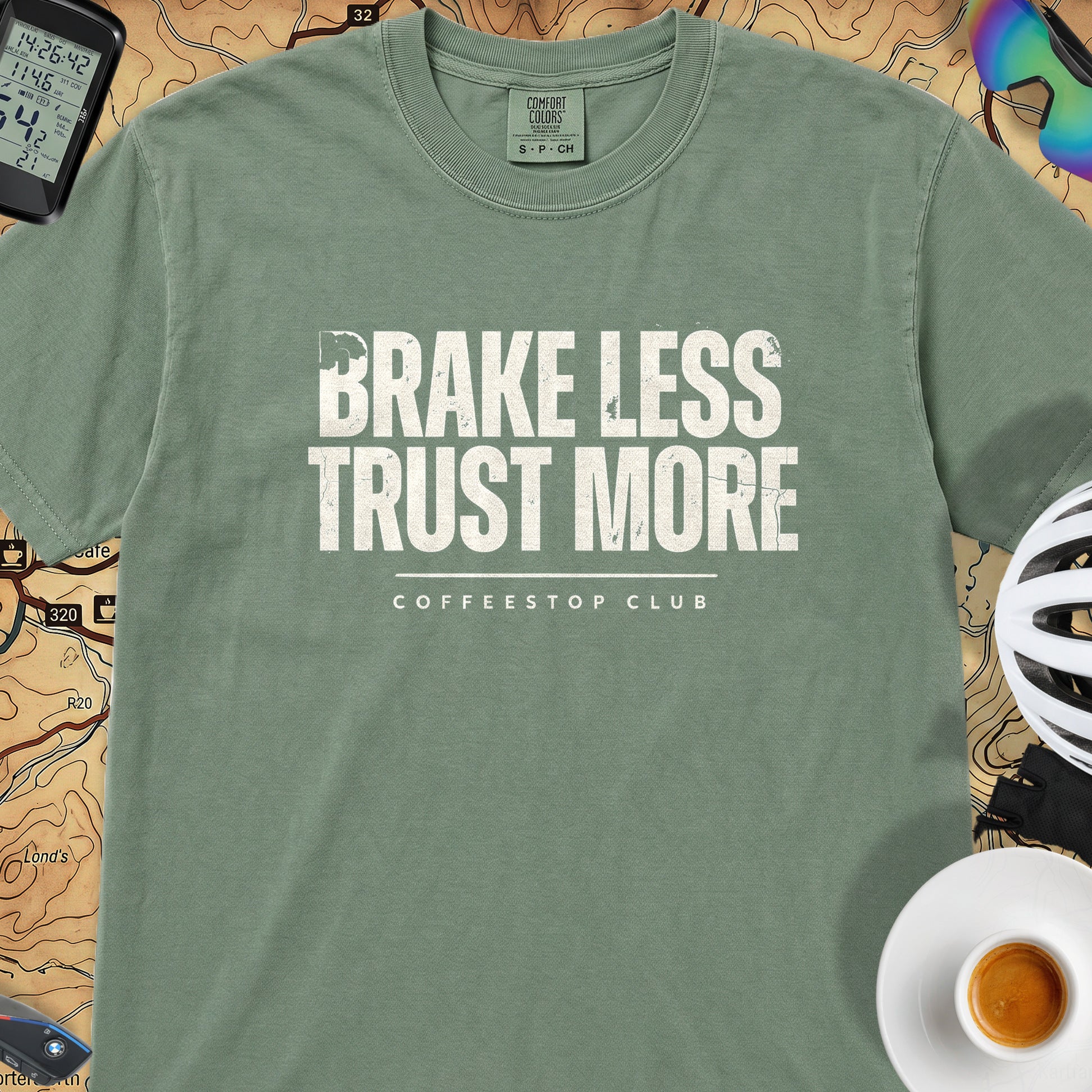 Brake Less Trust More T‑Shirt — Light Green
