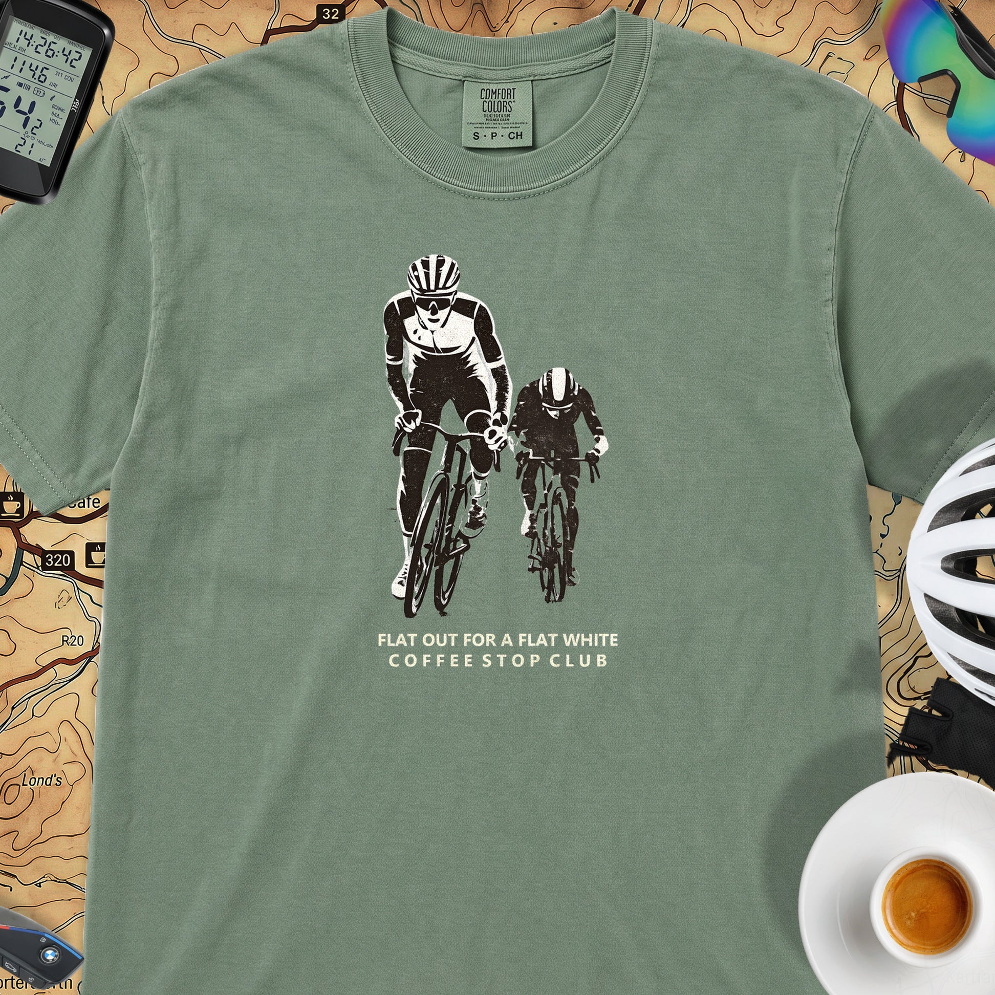 Flat Out 4 Flat White T-Shirt — Light Green