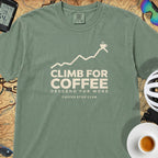 Climb For Coffee T‑Shirt — Light Green