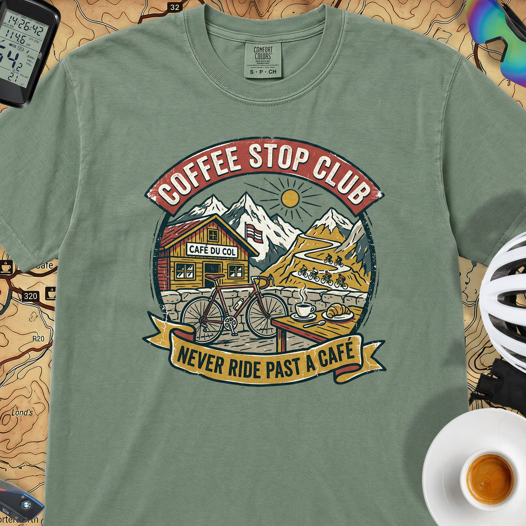 Never Pass a Café T‑Shirt — Light Green